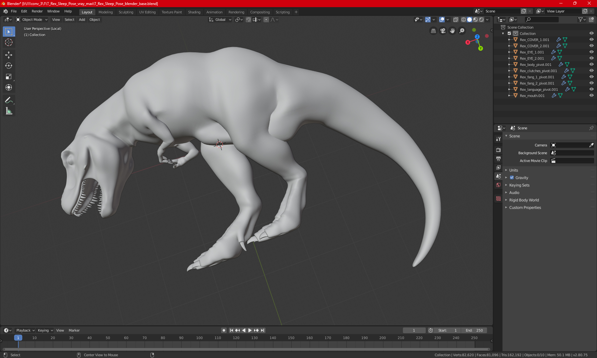 3D T Rex Sleep Pose