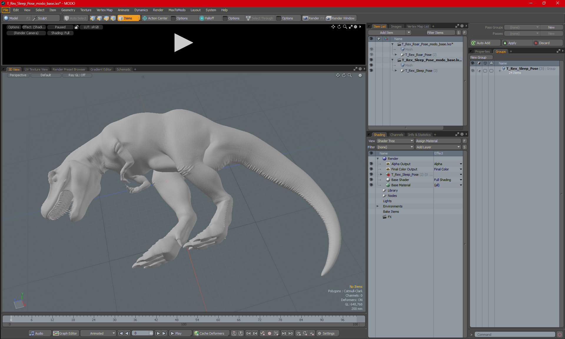 3D T Rex Sleep Pose