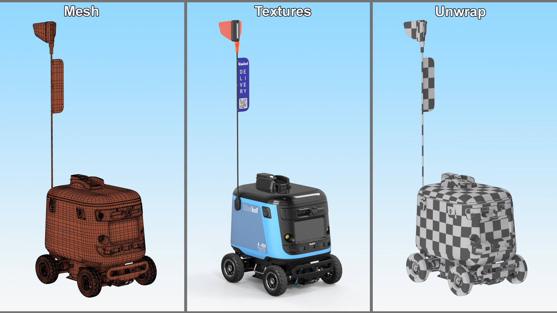 3D Sleeping Delivery Robot Kiwibot Cyan