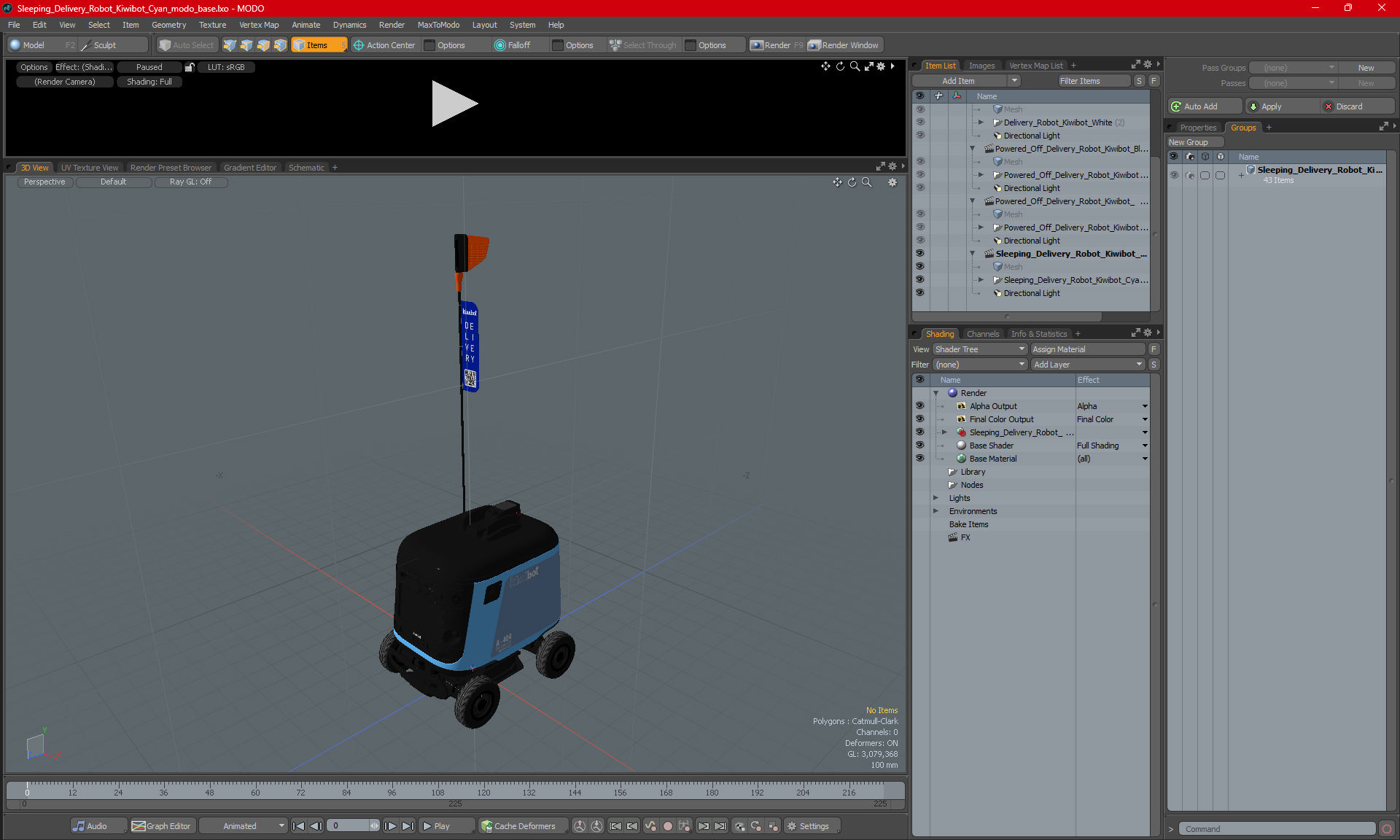3D Sleeping Delivery Robot Kiwibot Cyan