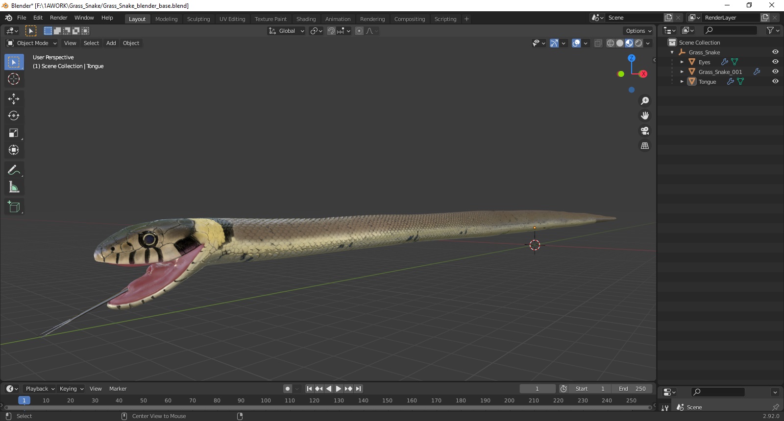 3D Grass Snake