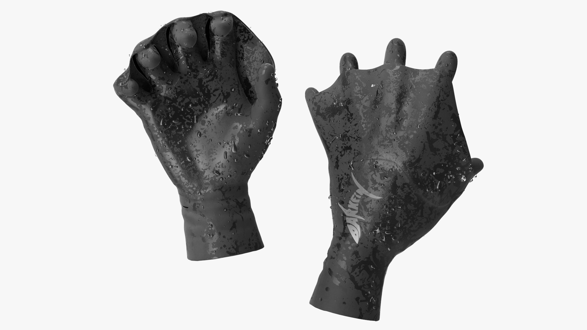 Darkfin Webbed Power Swimming Gloves Wet Rigged 3D