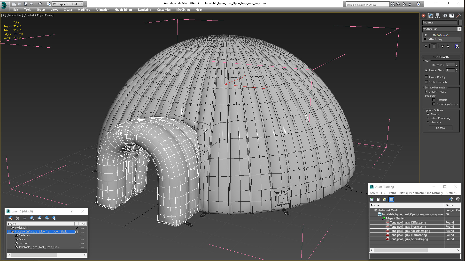 3D Inflatable Igloo Tent Open Grey