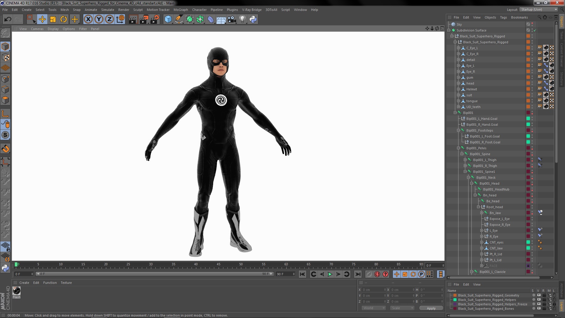 3D Black Suit Superhero Rigged for Cinema 4D