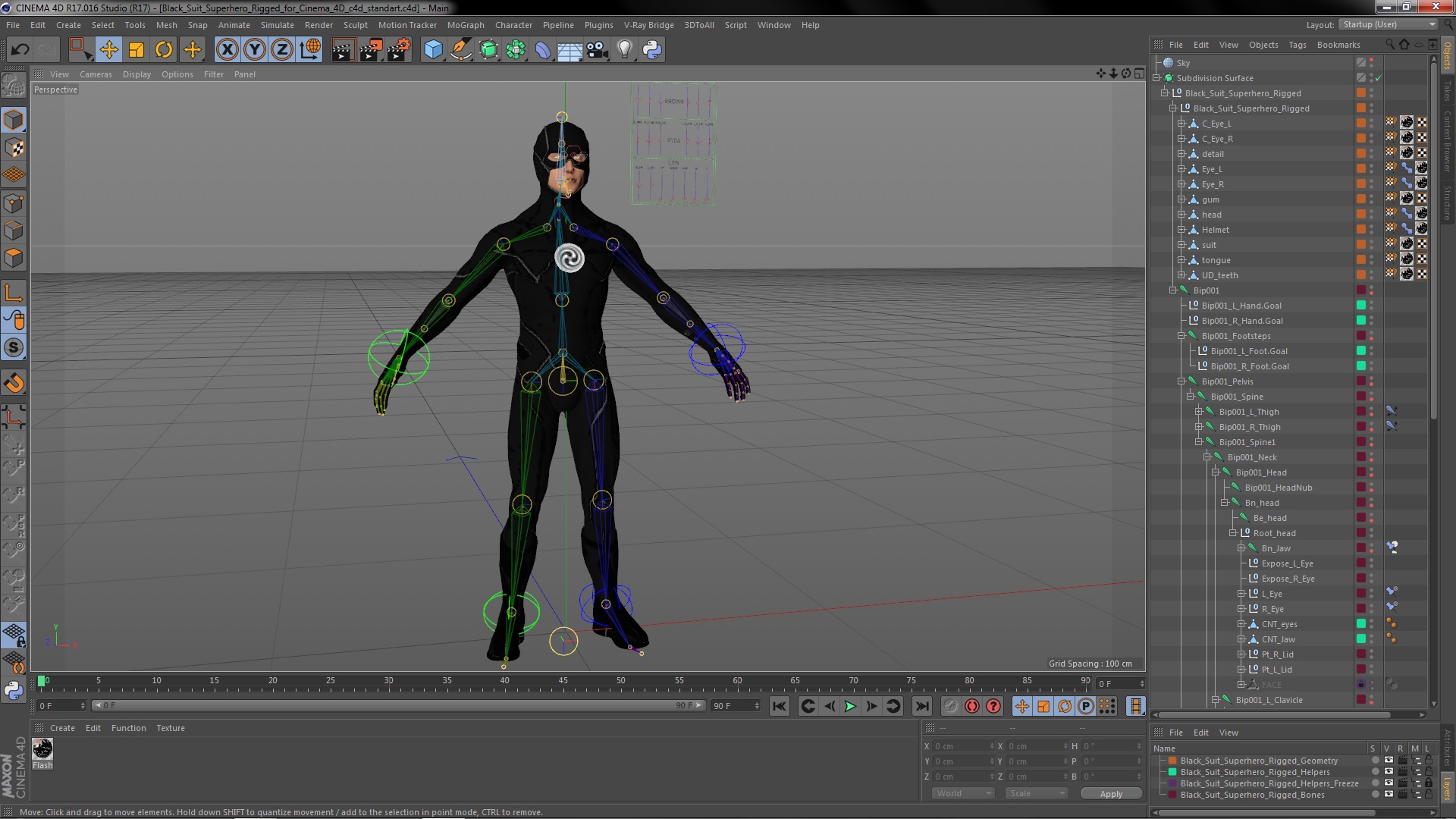 3D Black Suit Superhero Rigged for Cinema 4D