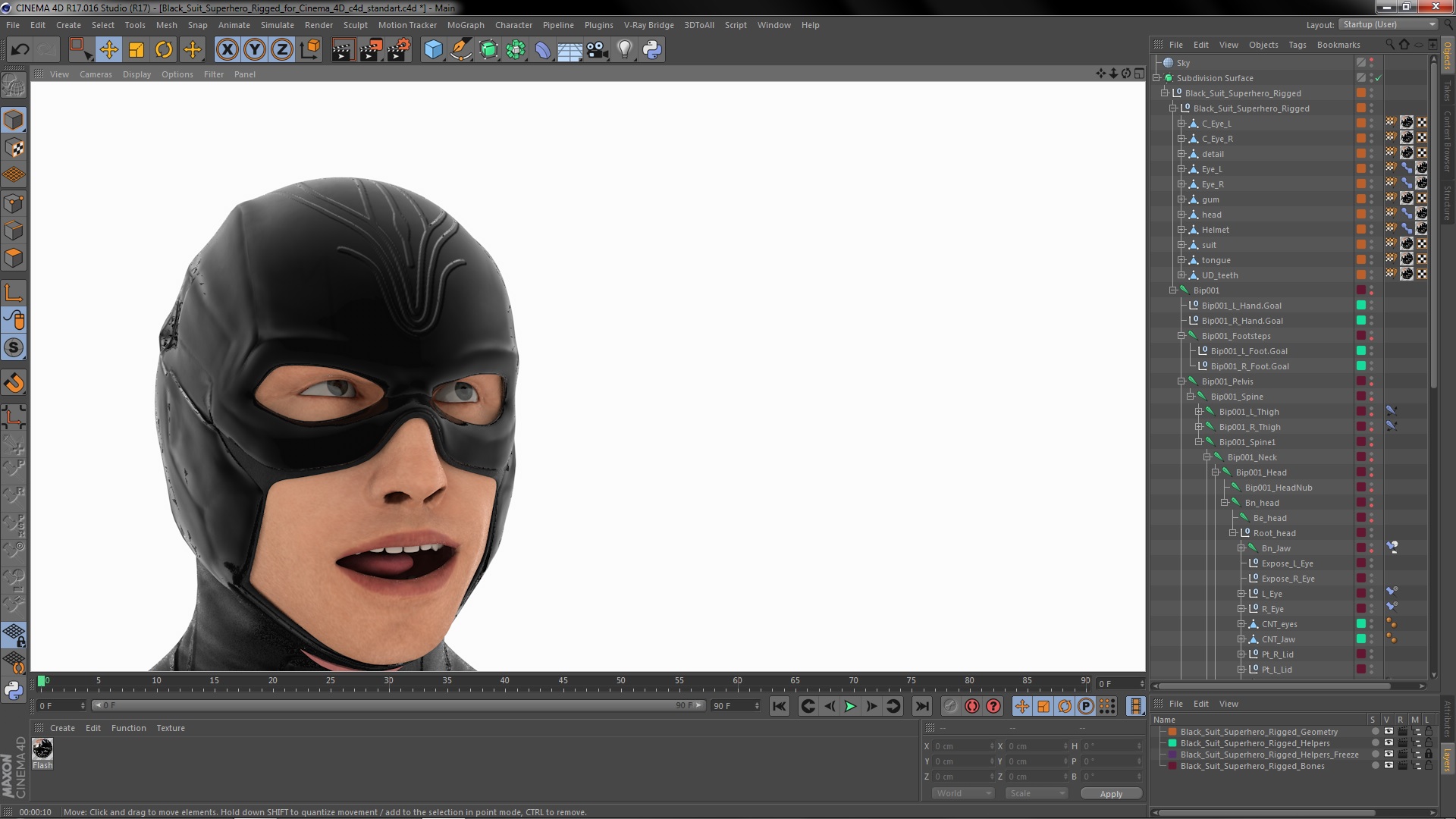 3D Black Suit Superhero Rigged for Cinema 4D