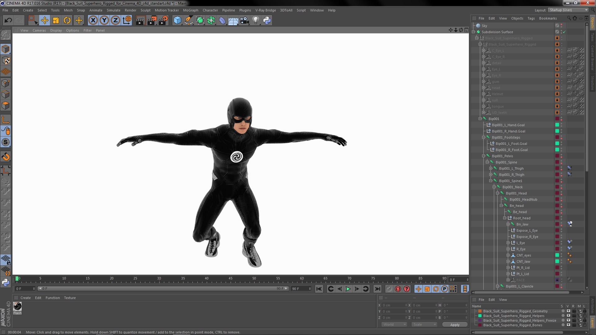 3D Black Suit Superhero Rigged for Cinema 4D