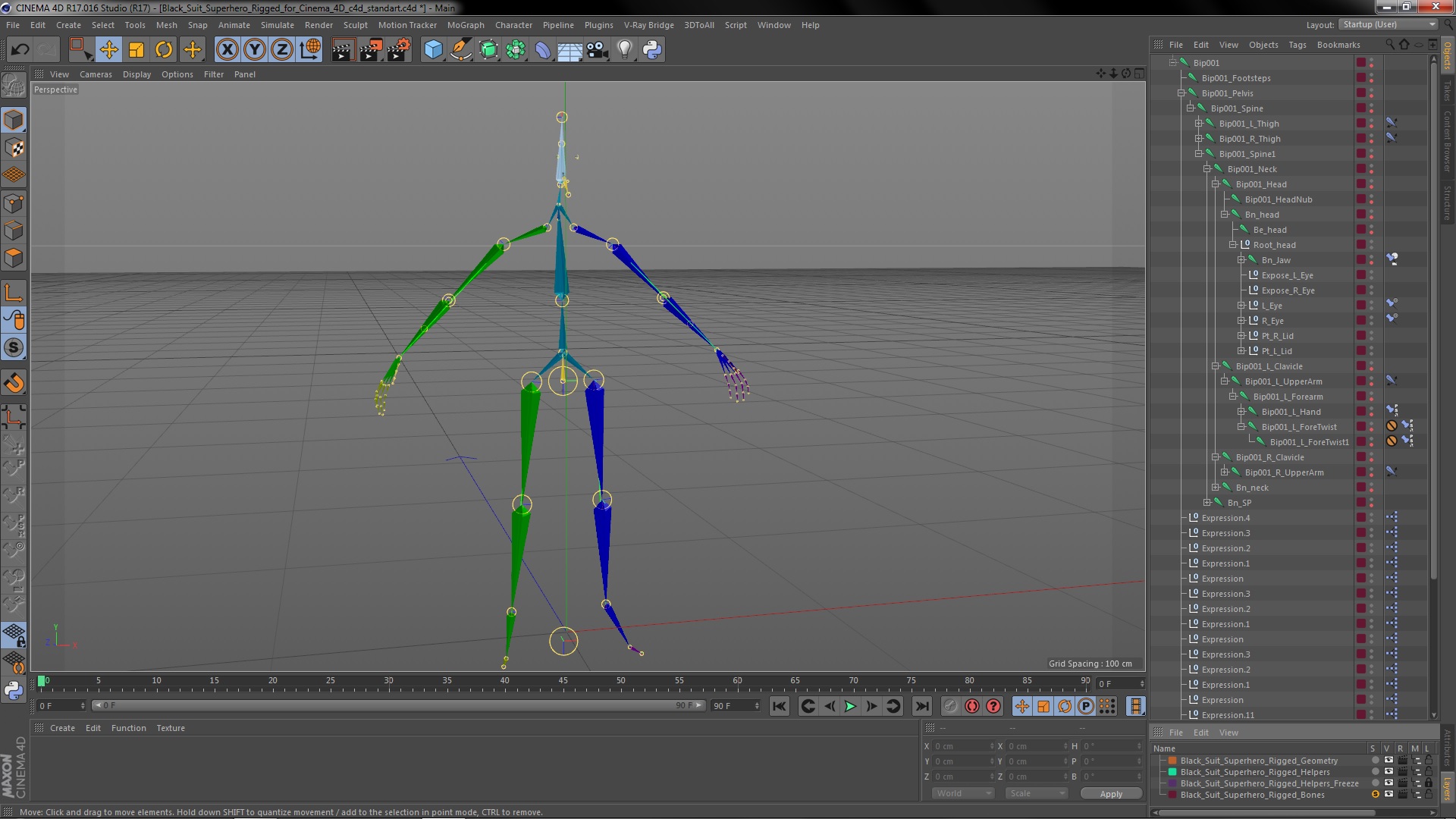 3D Black Suit Superhero Rigged for Cinema 4D