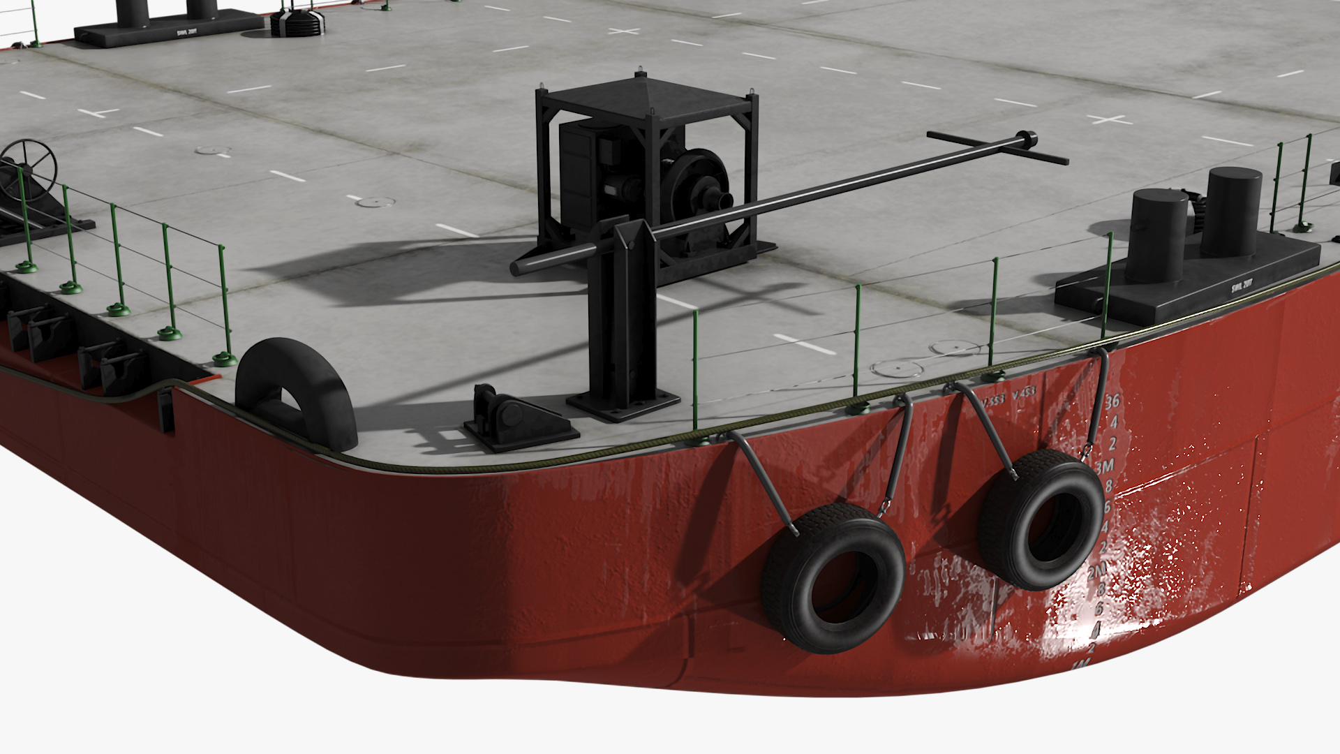 3D Industrial Cargo Barge Red