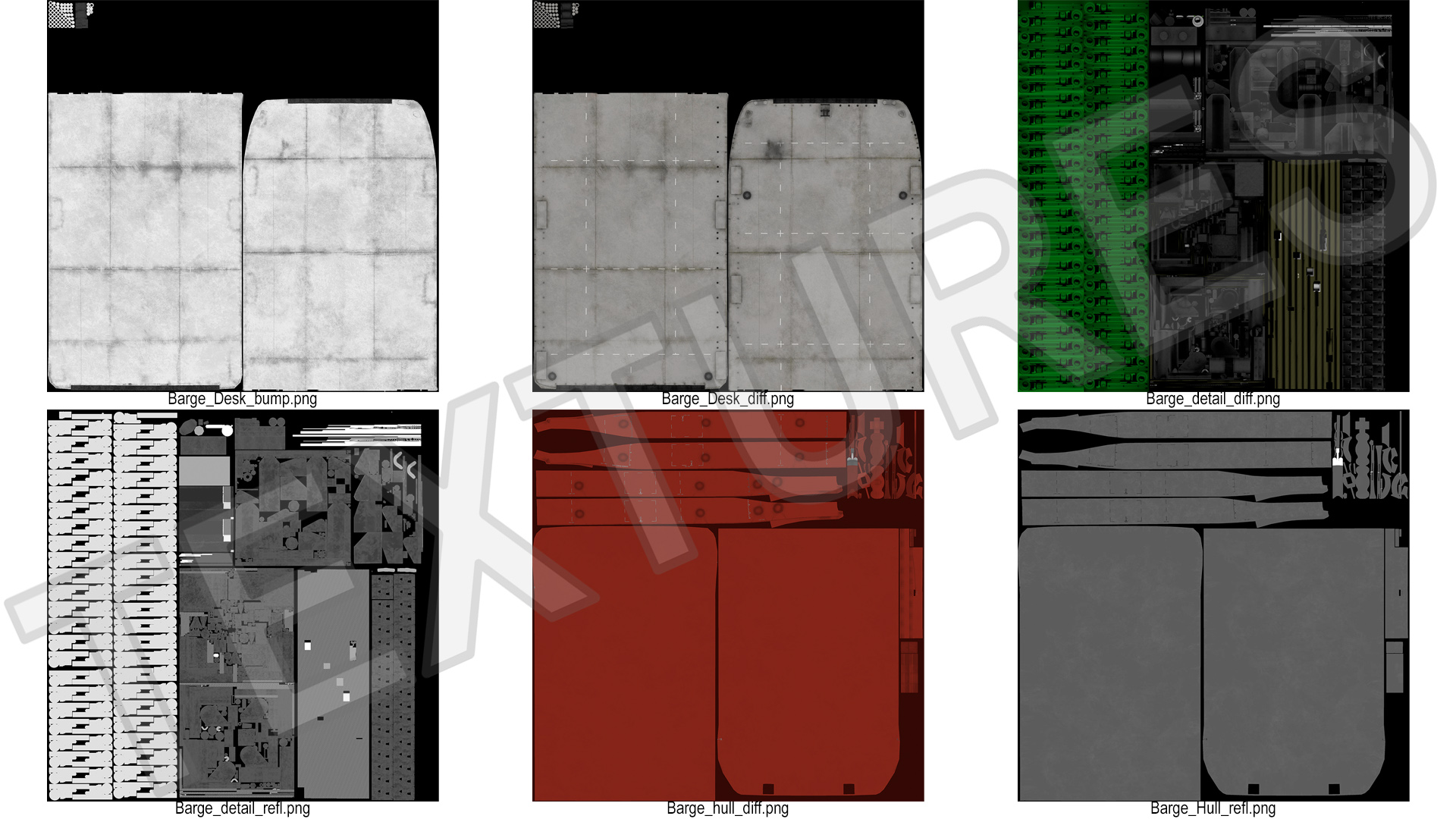 3D Industrial Cargo Barge Red
