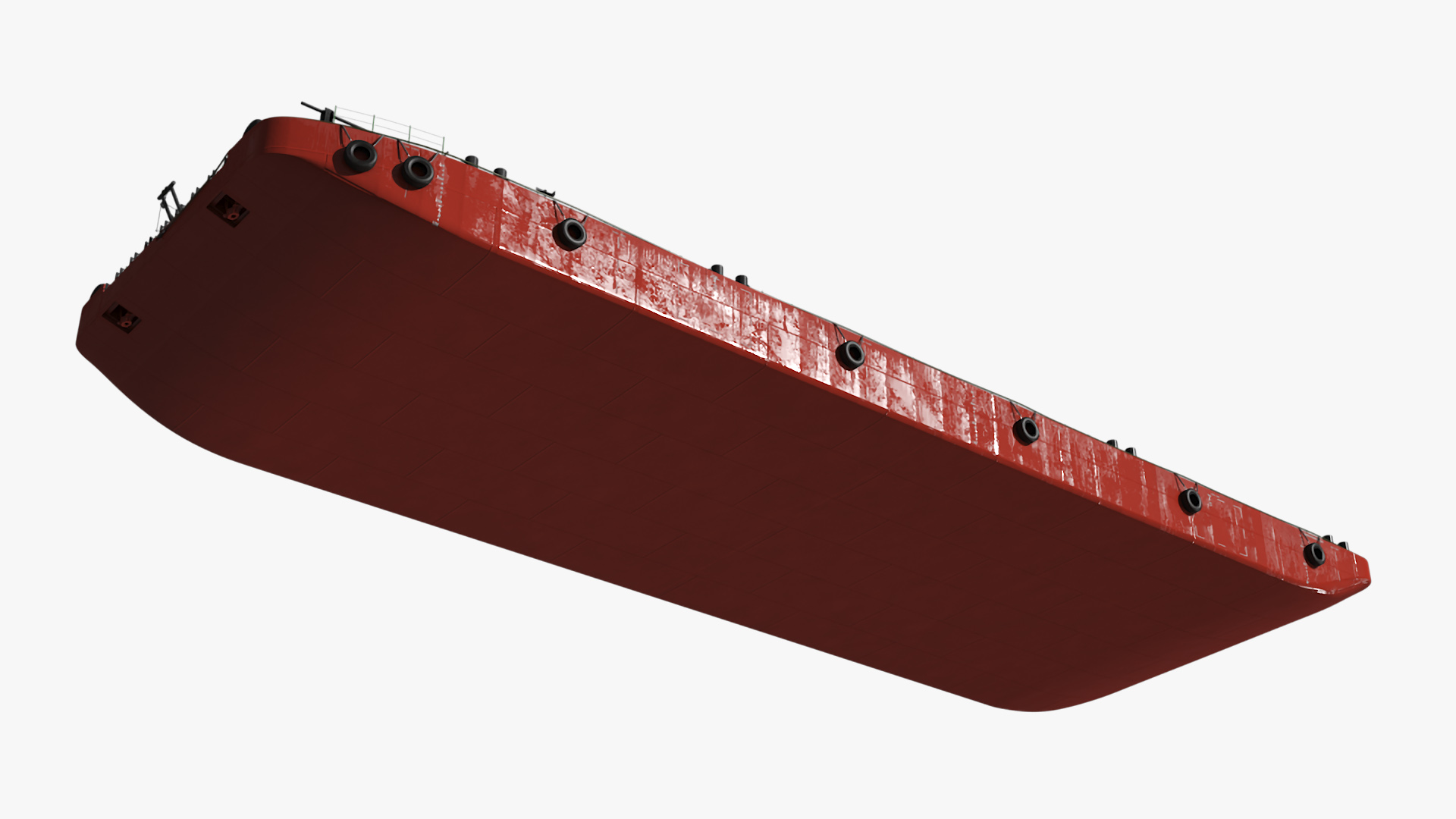 3D Industrial Cargo Barge Red