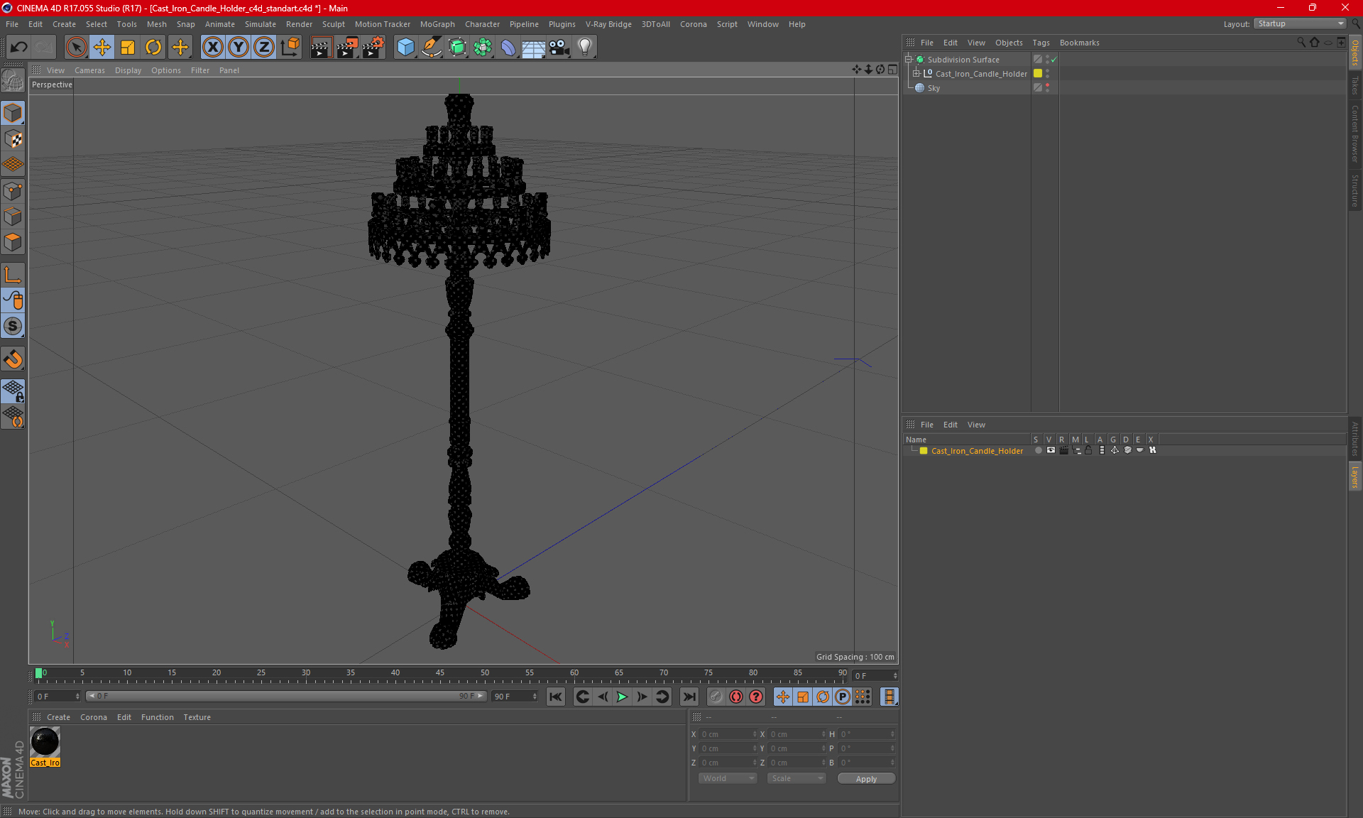 3D Cast Iron Candle Holder model