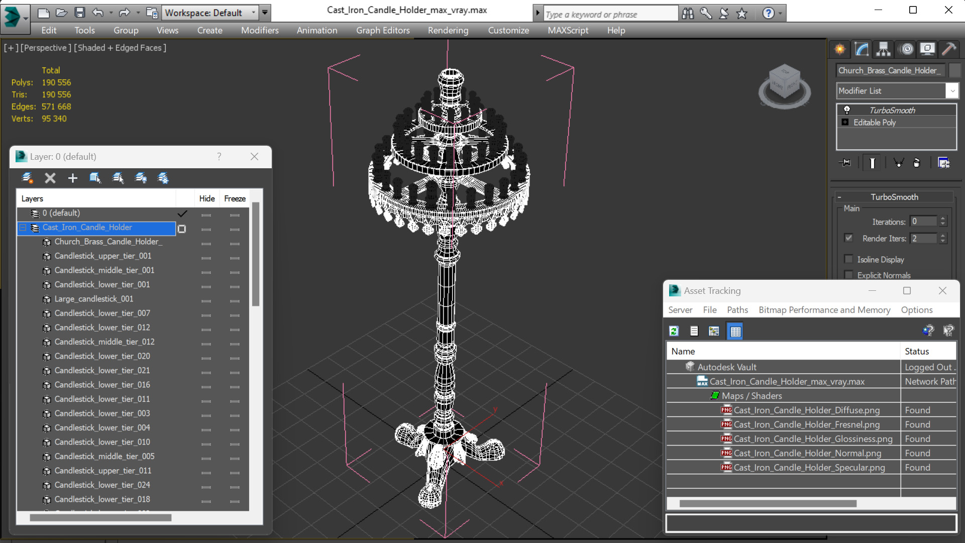 3D Cast Iron Candle Holder model