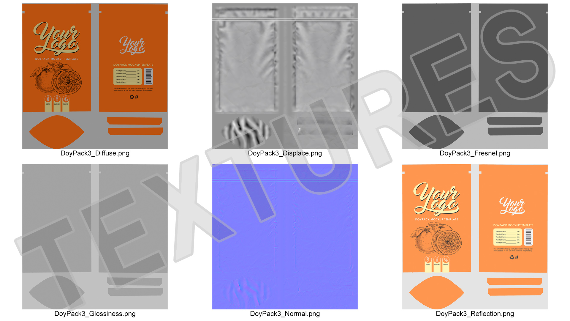 Doy Pack With Zipper Mockup Orange 3D model