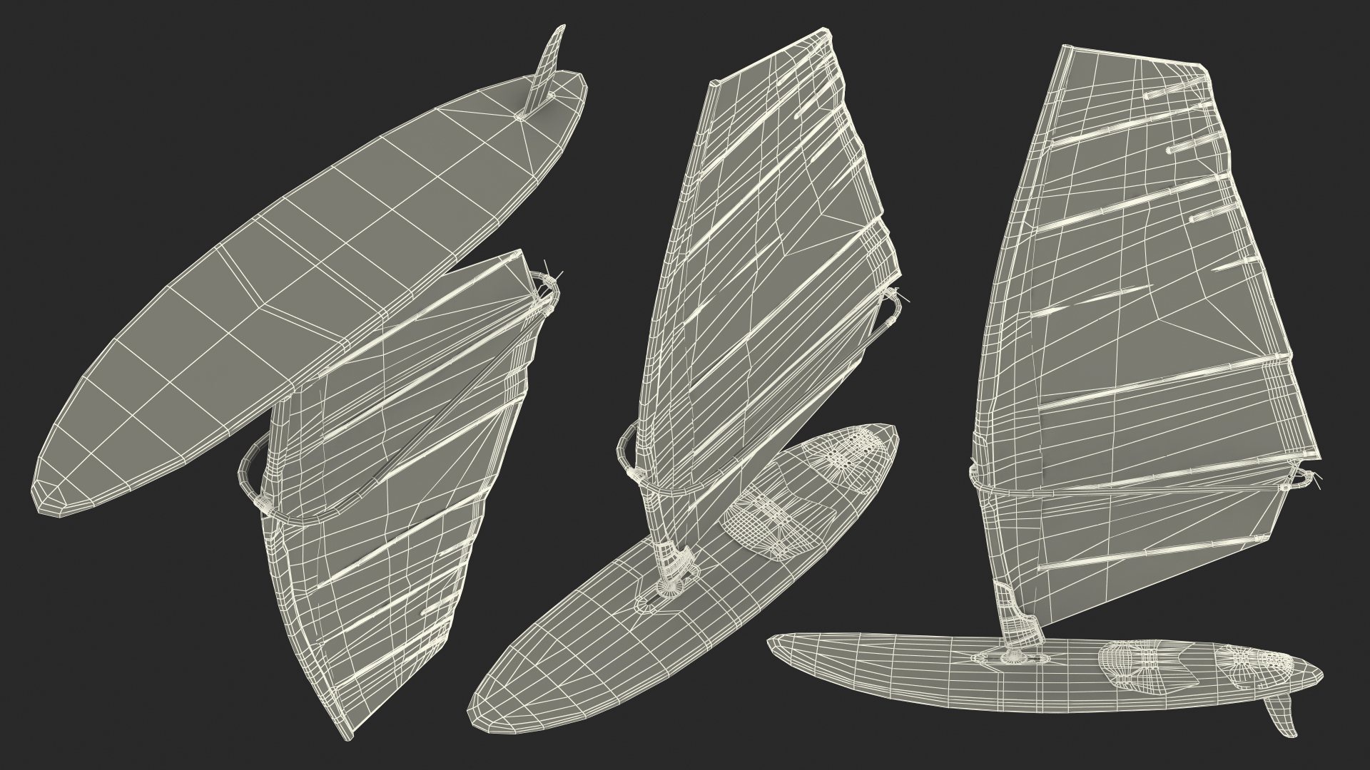 3D Windsurf Board And Sail model