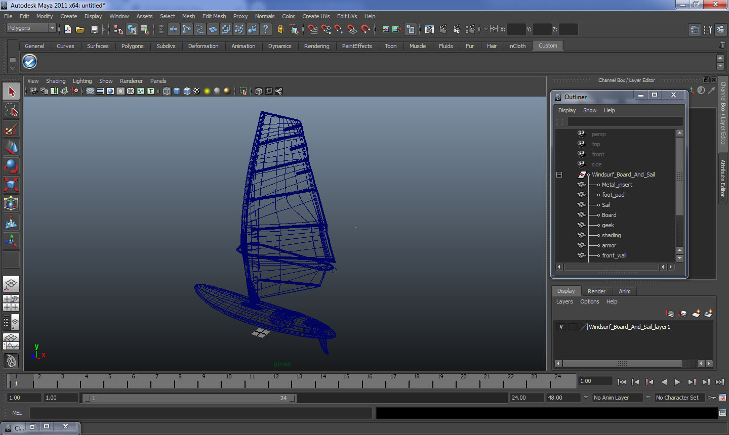 3D Windsurf Board And Sail model