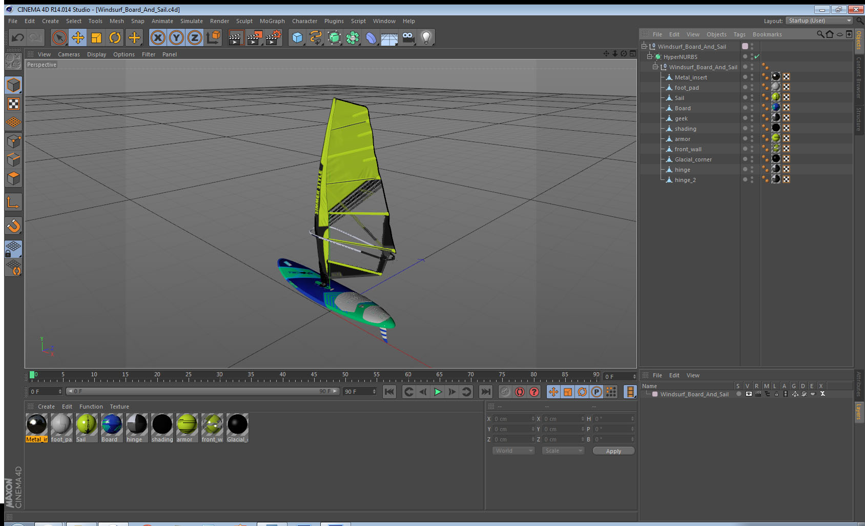 3D Windsurf Board And Sail model