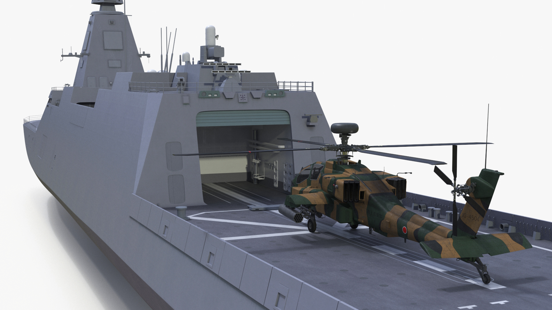 3D Japanese Mogami Class Frigate FFM-2 with Helicopter Rigged model