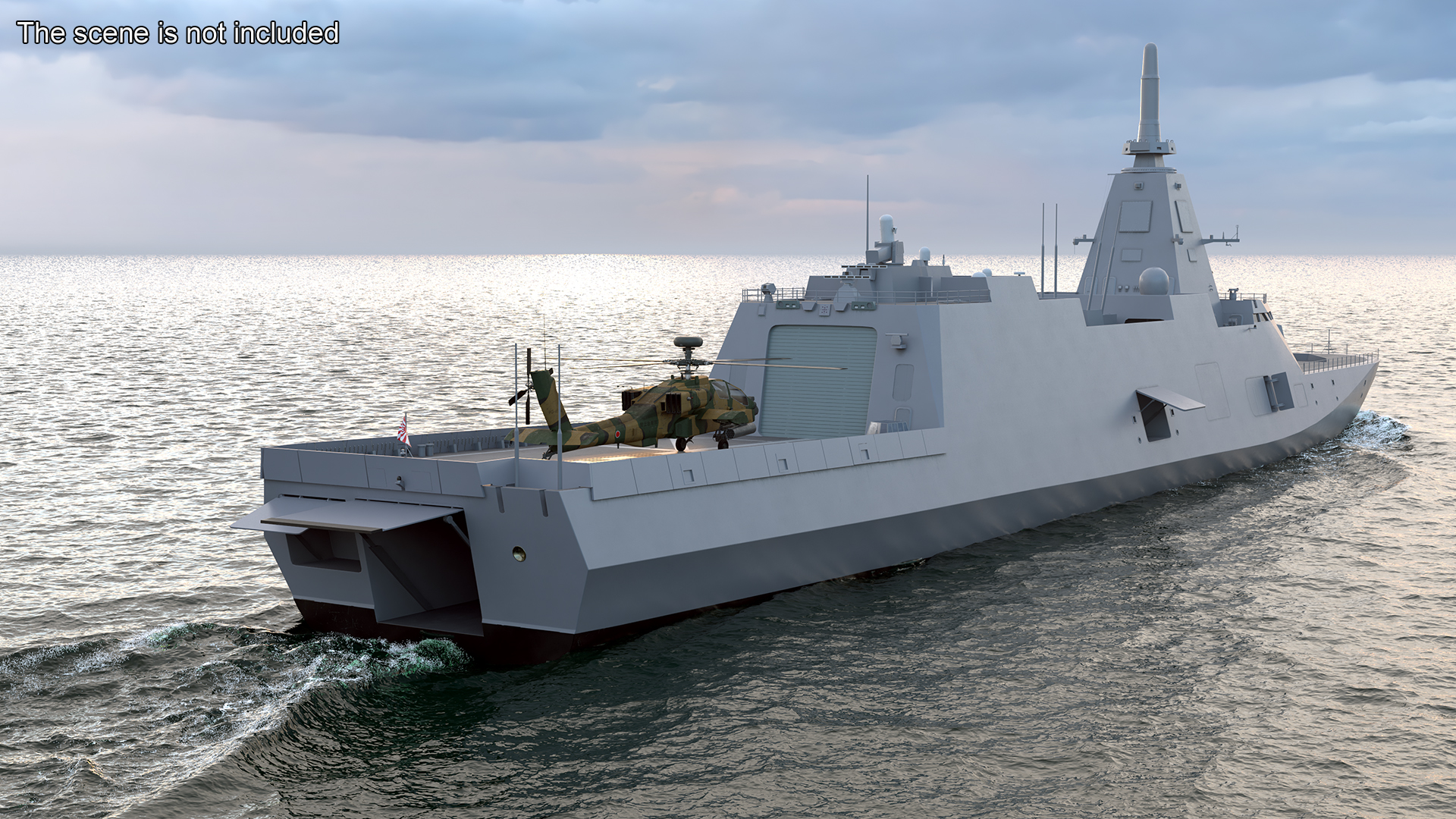 3D Japanese Mogami Class Frigate FFM-2 with Helicopter Rigged model