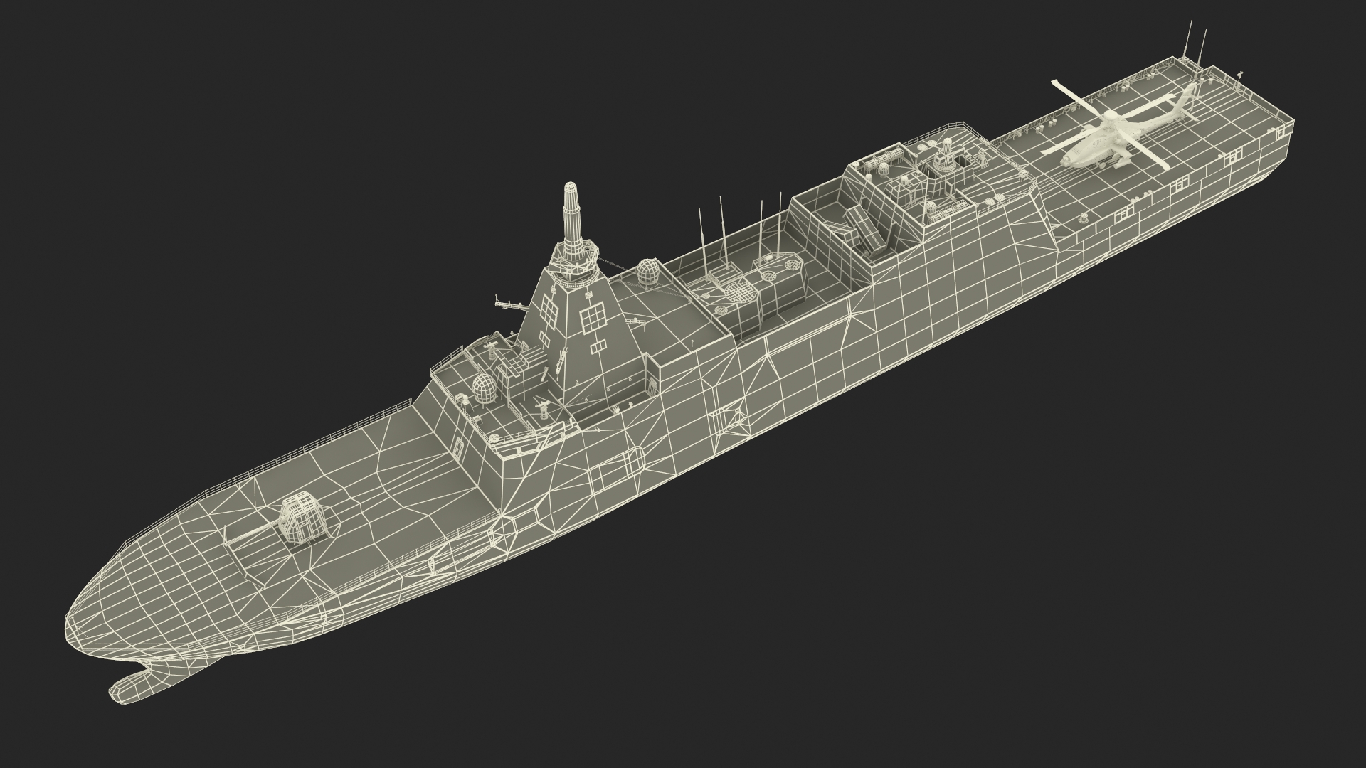 3D Japanese Mogami Class Frigate FFM-2 with Helicopter Rigged model