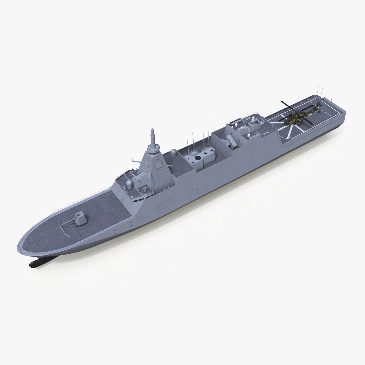 3D Japanese Mogami Class Frigate FFM-2 with Helicopter Rigged model