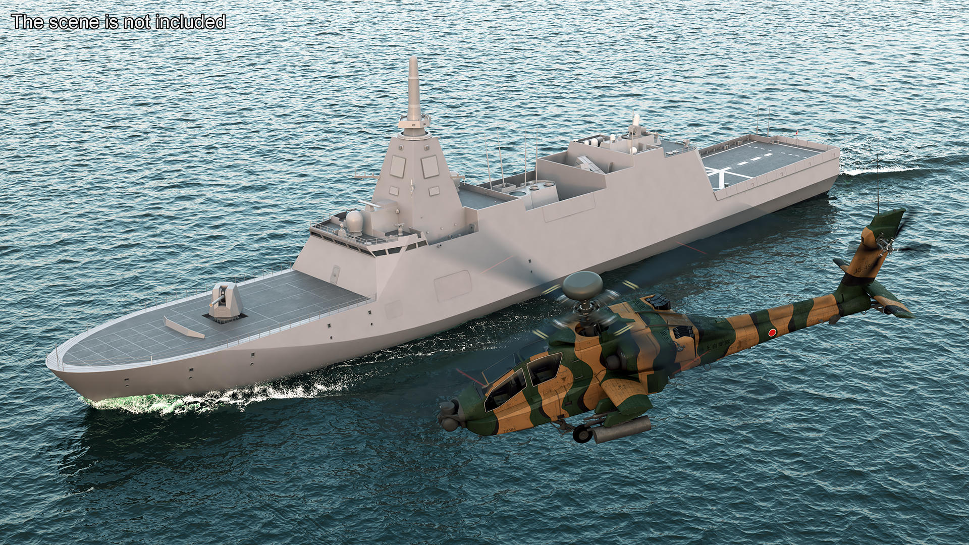 3D Japanese Mogami Class Frigate FFM-2 with Helicopter Rigged model