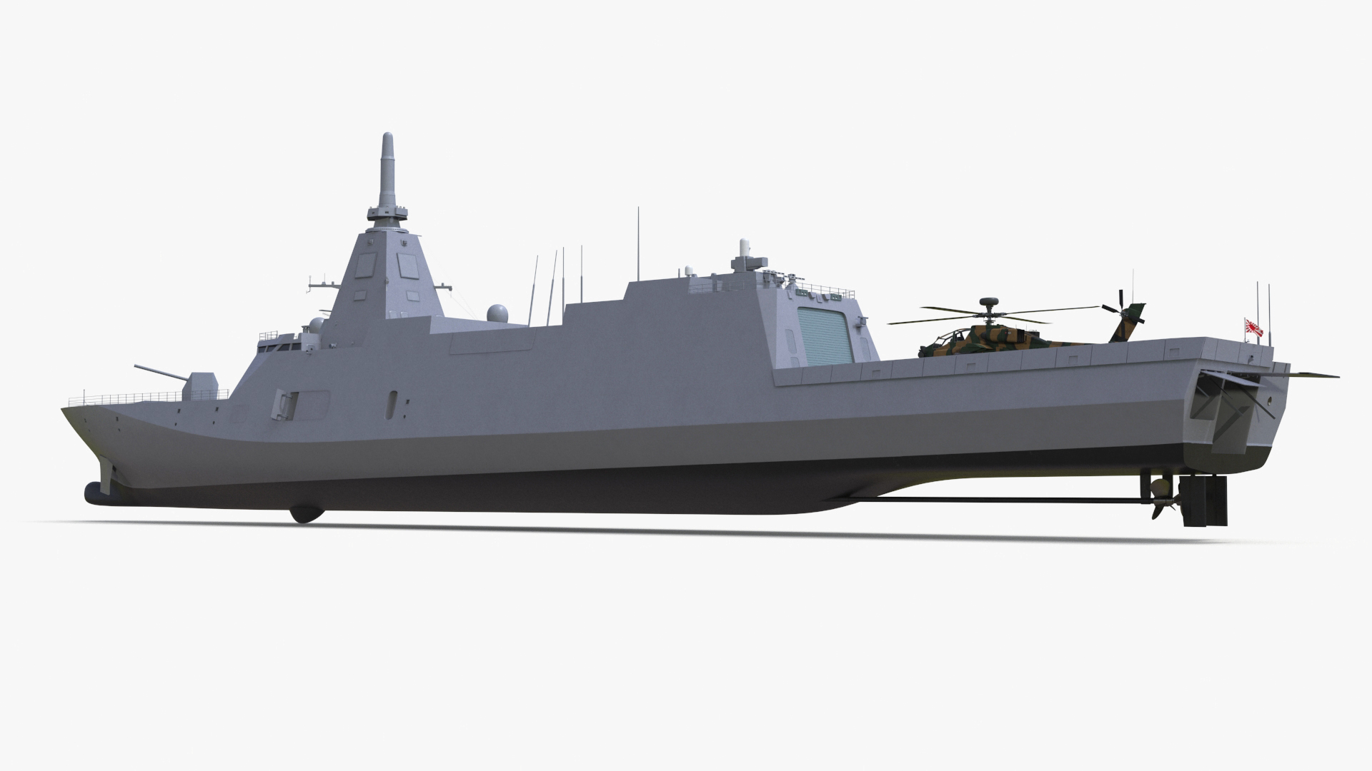 3D Japanese Mogami Class Frigate FFM-2 with Helicopter Rigged model