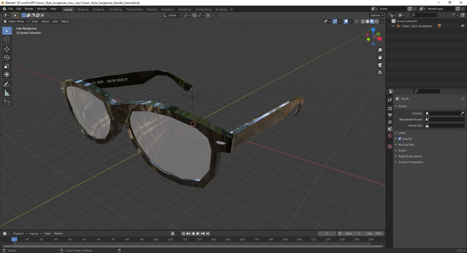 Classic Style Sunglasses 3D model