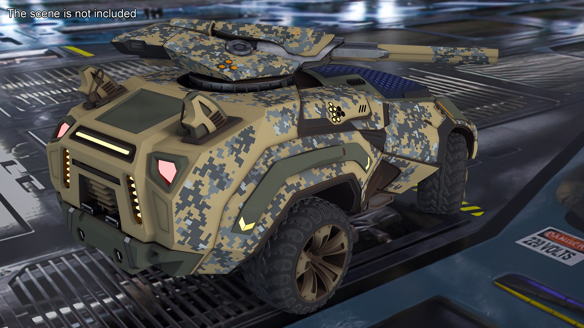 3D Futuristic Military Vehicle Rigged for Cinema 4D model