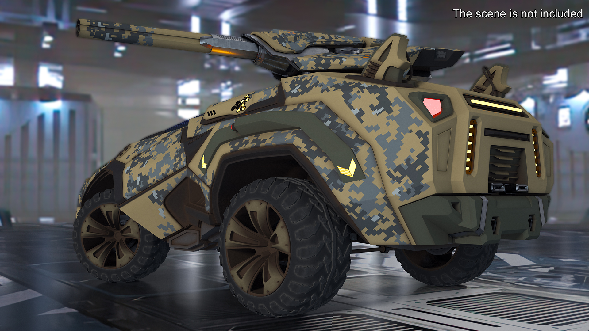 3D Futuristic Military Vehicle Rigged for Cinema 4D model