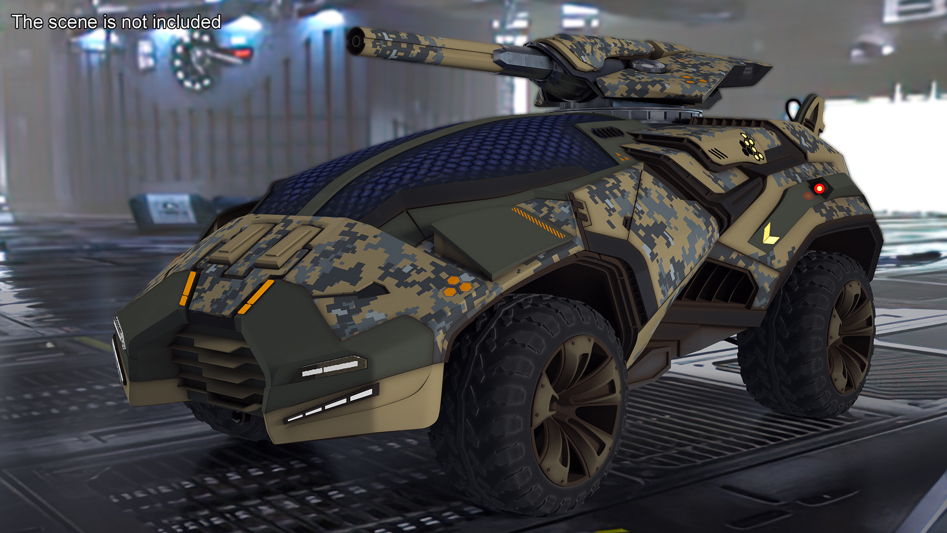 3D Futuristic Military Vehicle Rigged for Cinema 4D model