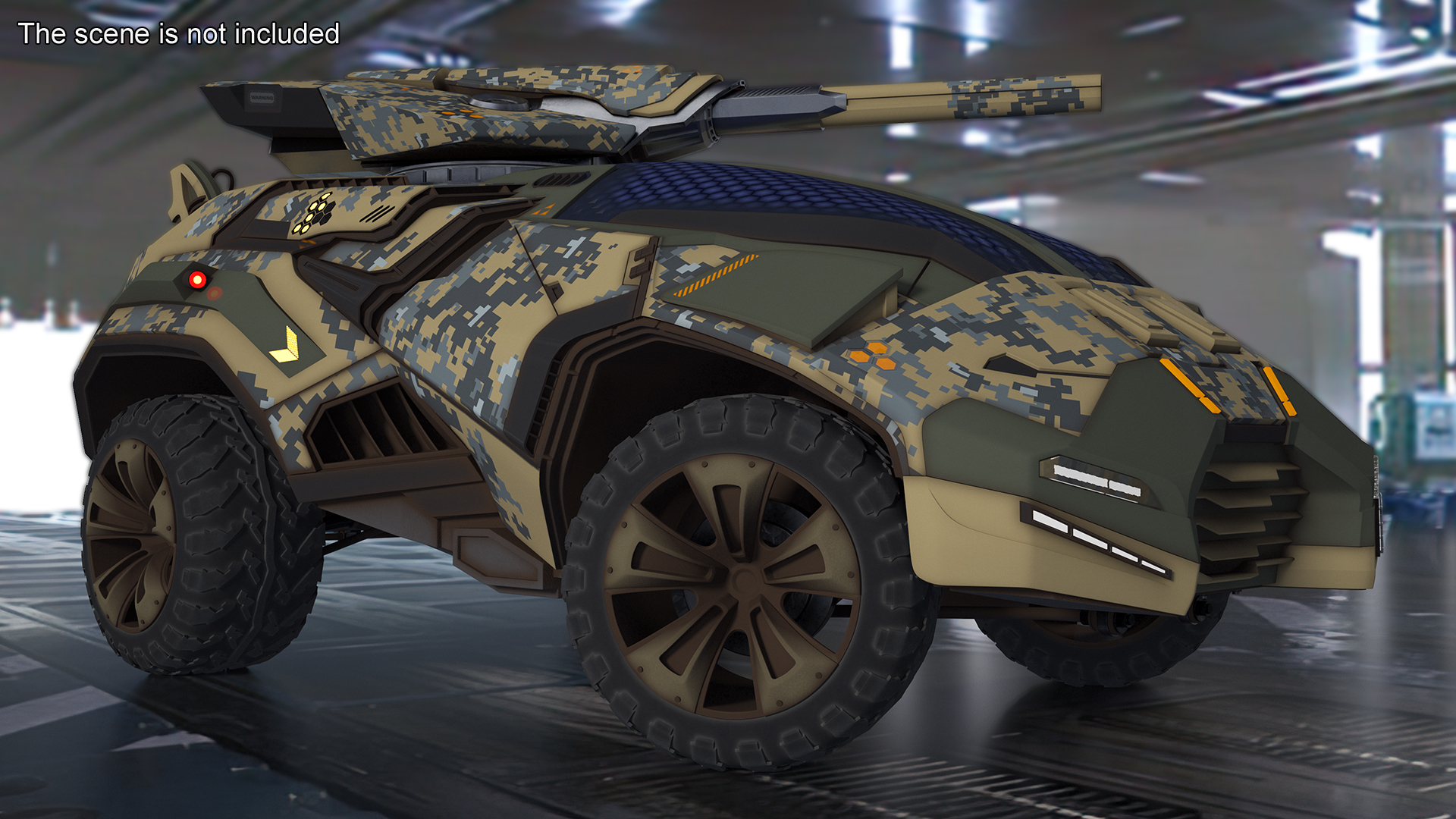 3D Futuristic Military Vehicle Rigged for Cinema 4D model