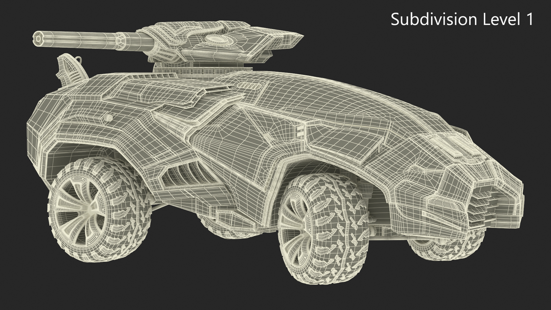 3D Futuristic Military Vehicle Rigged for Cinema 4D model