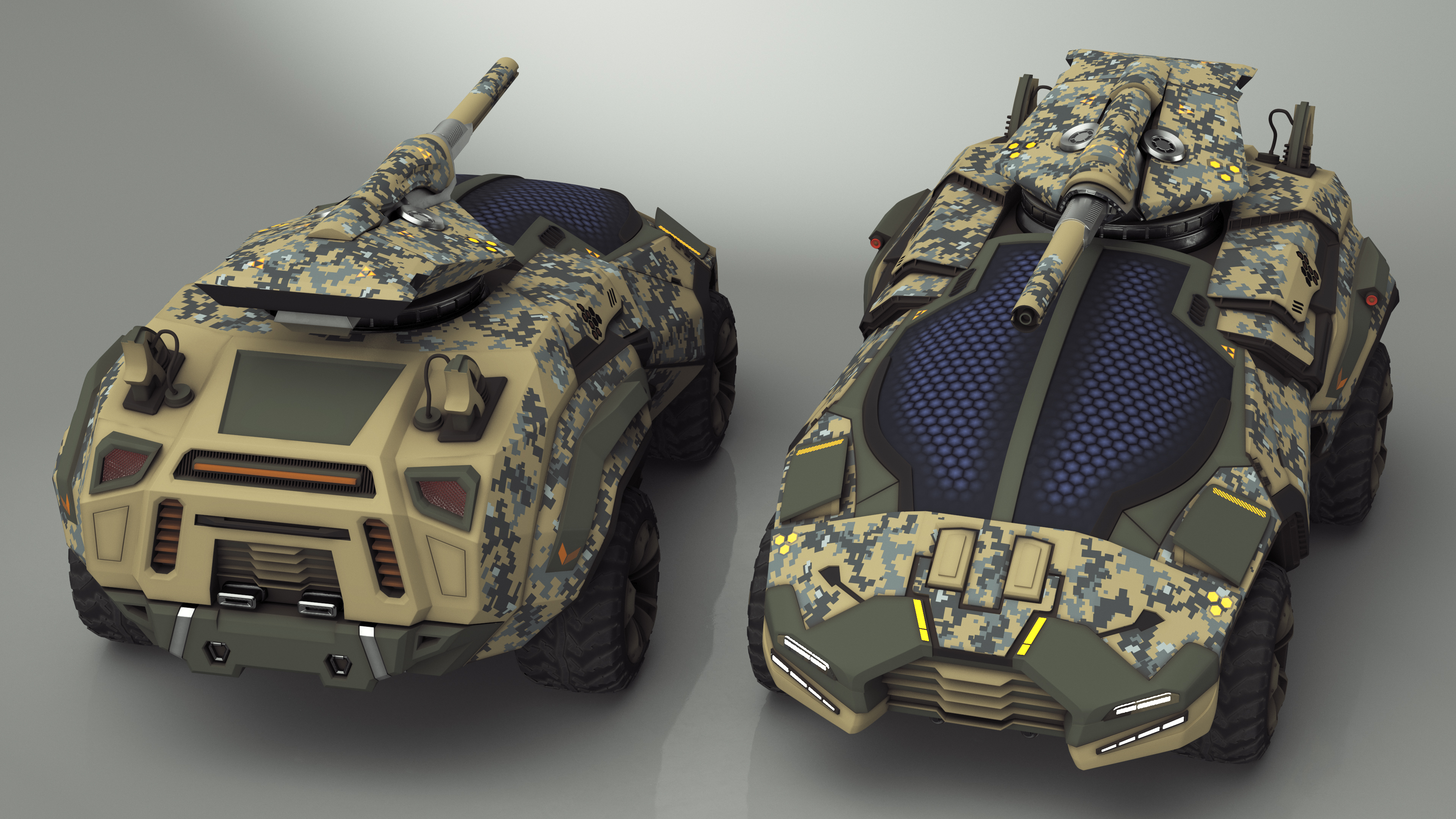 3D Futuristic Military Vehicle Rigged for Cinema 4D model