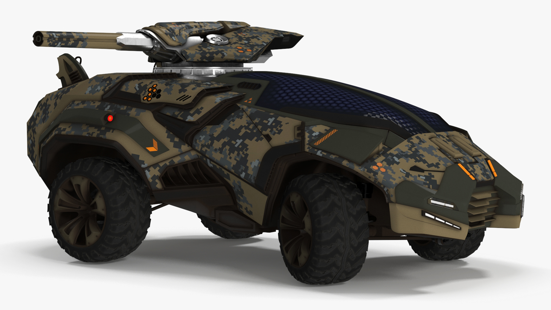 3D Futuristic Military Vehicle Rigged for Cinema 4D model