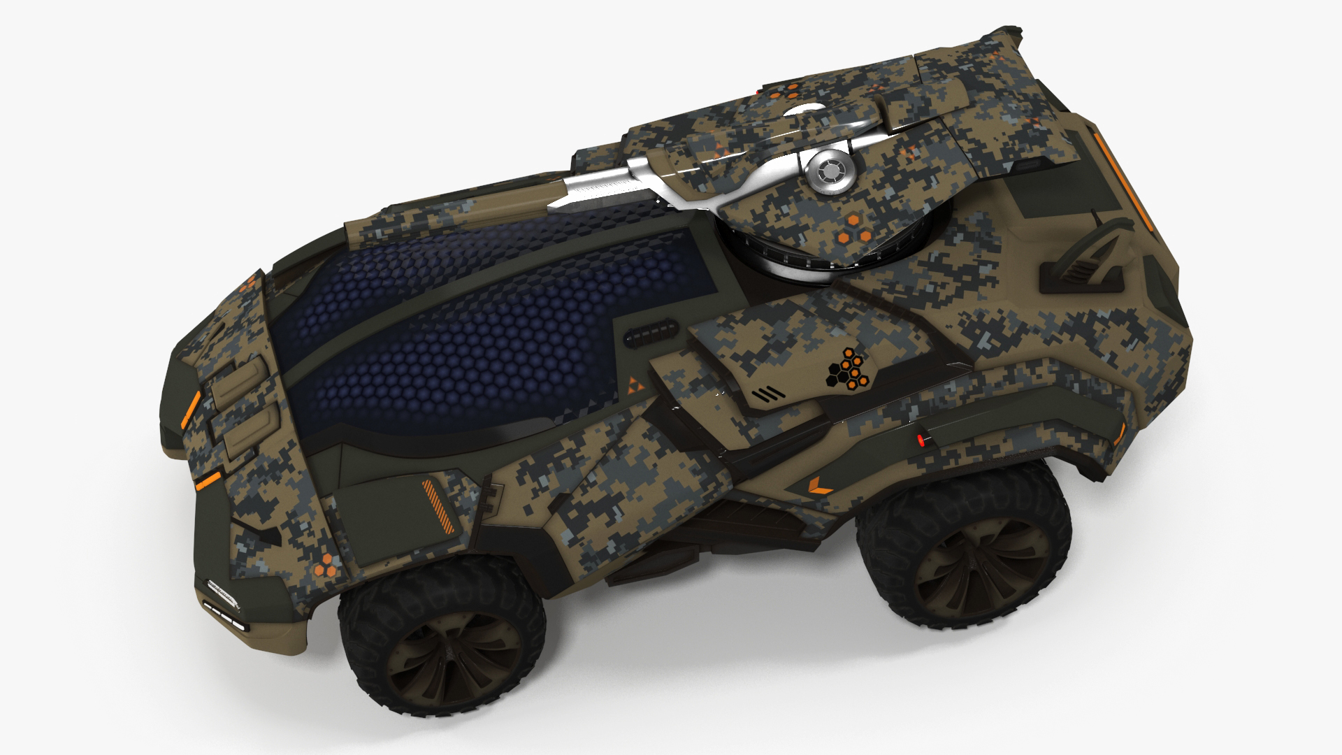 3D Futuristic Military Vehicle Rigged for Cinema 4D model