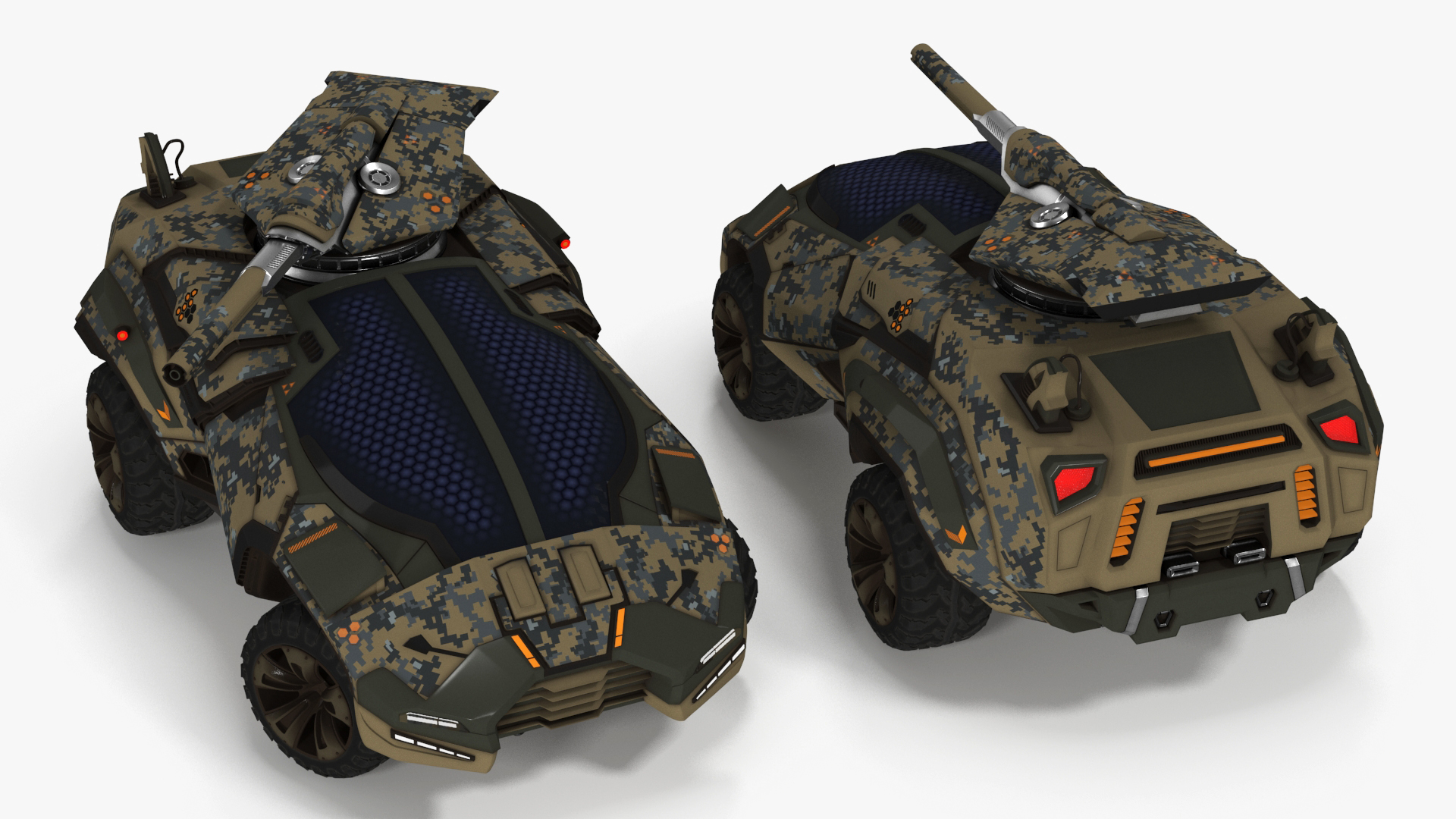 3D Futuristic Military Vehicle Rigged for Cinema 4D model