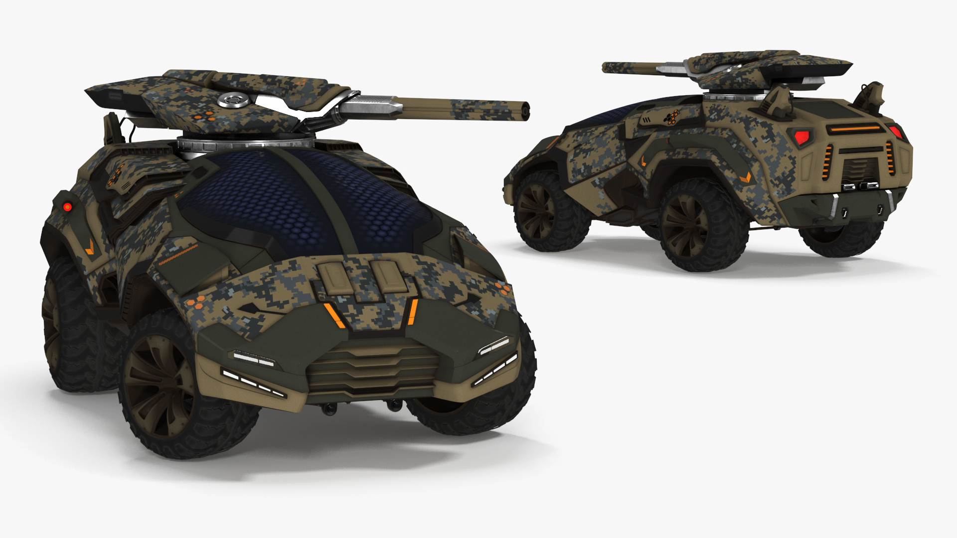 3D Futuristic Military Vehicle Rigged for Cinema 4D model