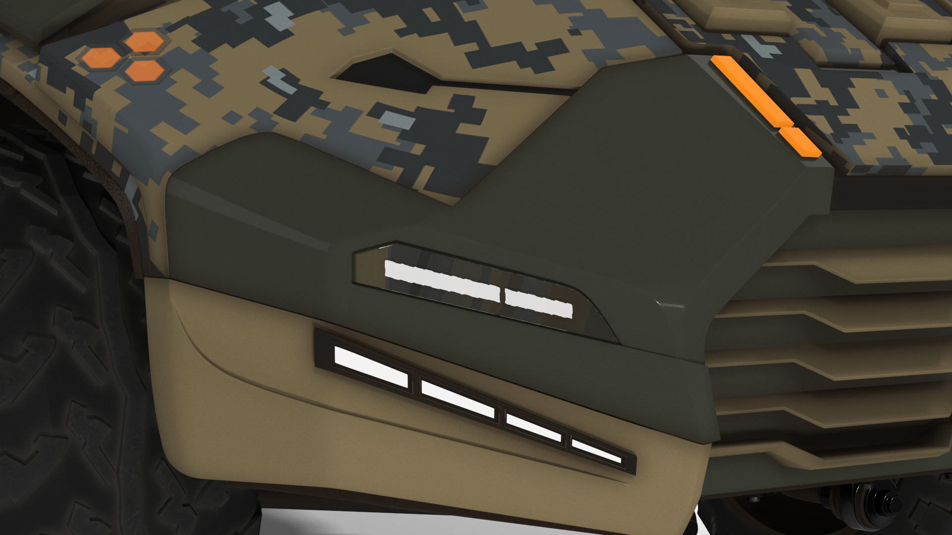 3D Futuristic Military Vehicle Rigged for Cinema 4D model