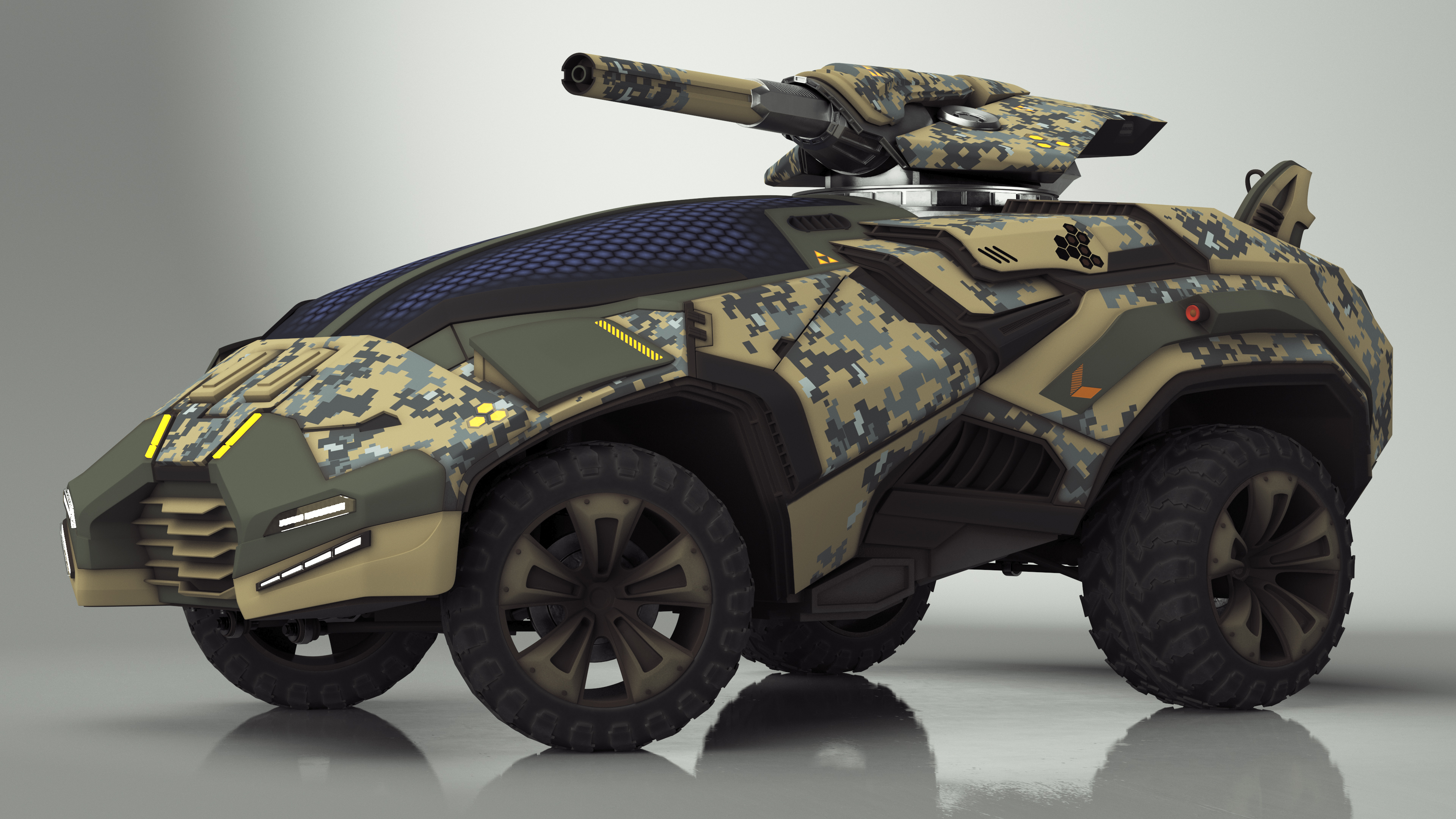 3D Futuristic Military Vehicle Rigged for Cinema 4D model