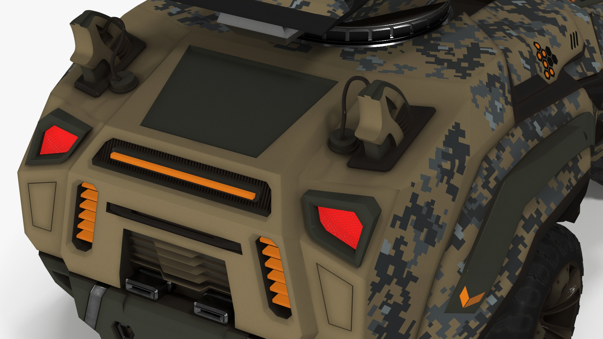 3D Futuristic Military Vehicle Rigged for Cinema 4D model