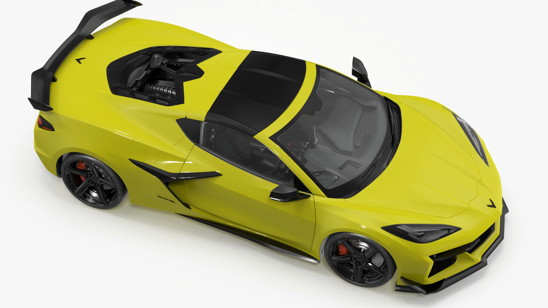 3D Yellow Chevy Corvette Z0 2023 Coupe Rigged for Maya