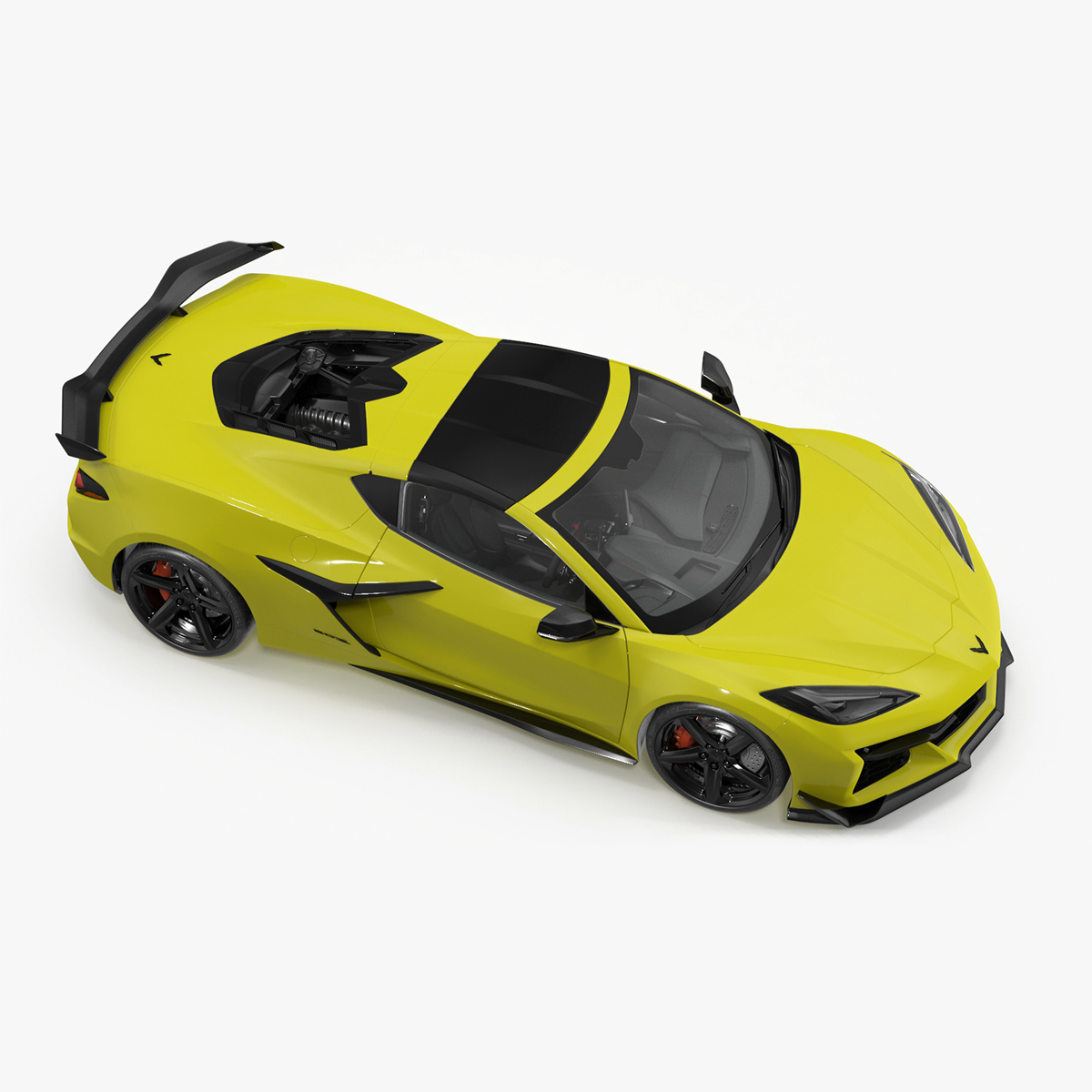 3D Yellow Chevy Corvette Z0 2023 Coupe Rigged for Maya