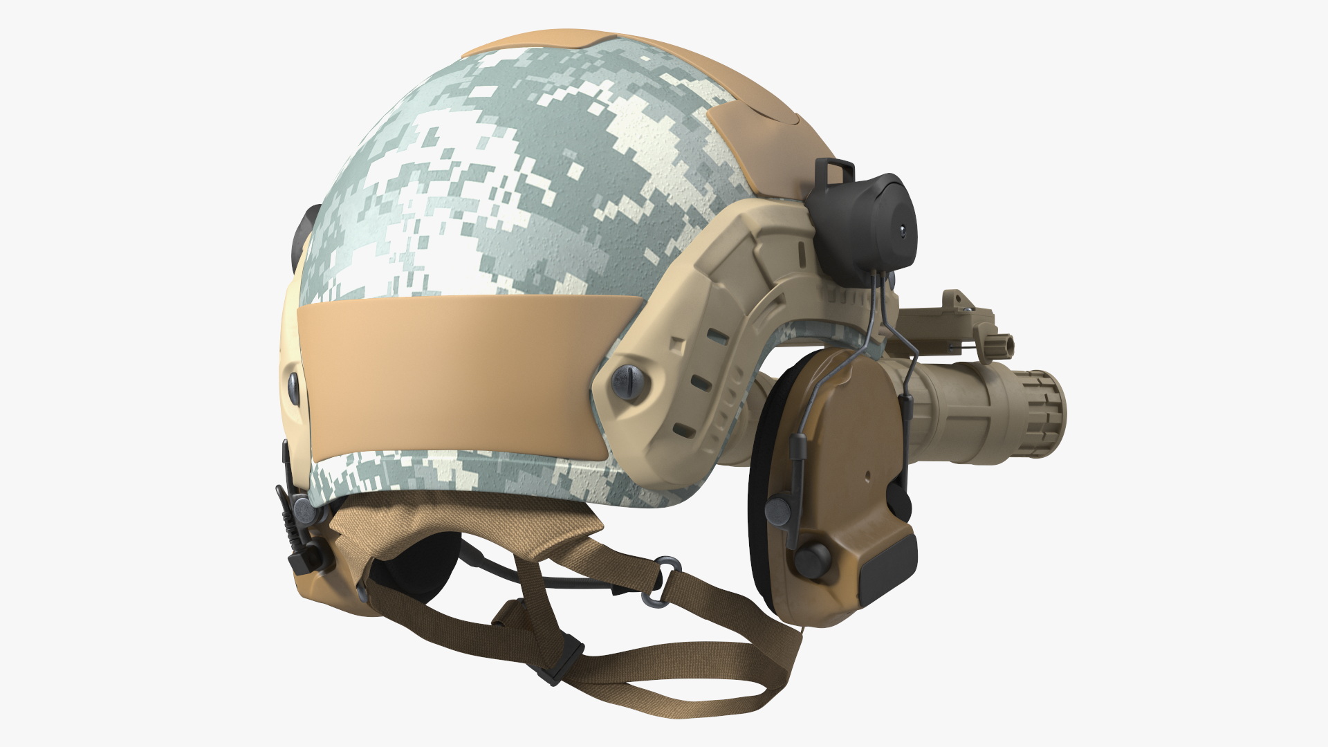 Helmet with Night Vision Goggles Grey Camo 3D
