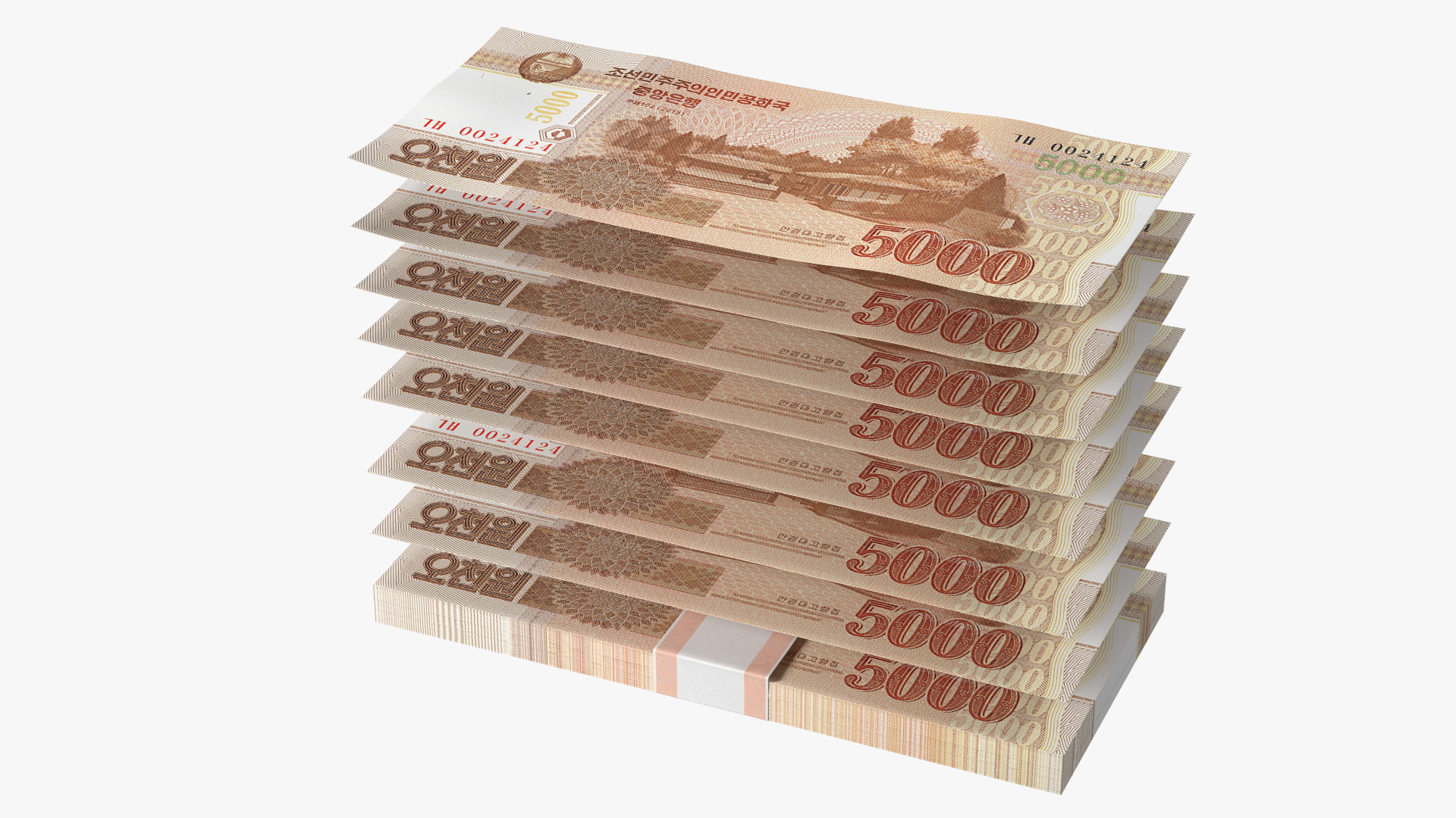 3D model North Korea 5000 Won Banknotes 2013 Pack