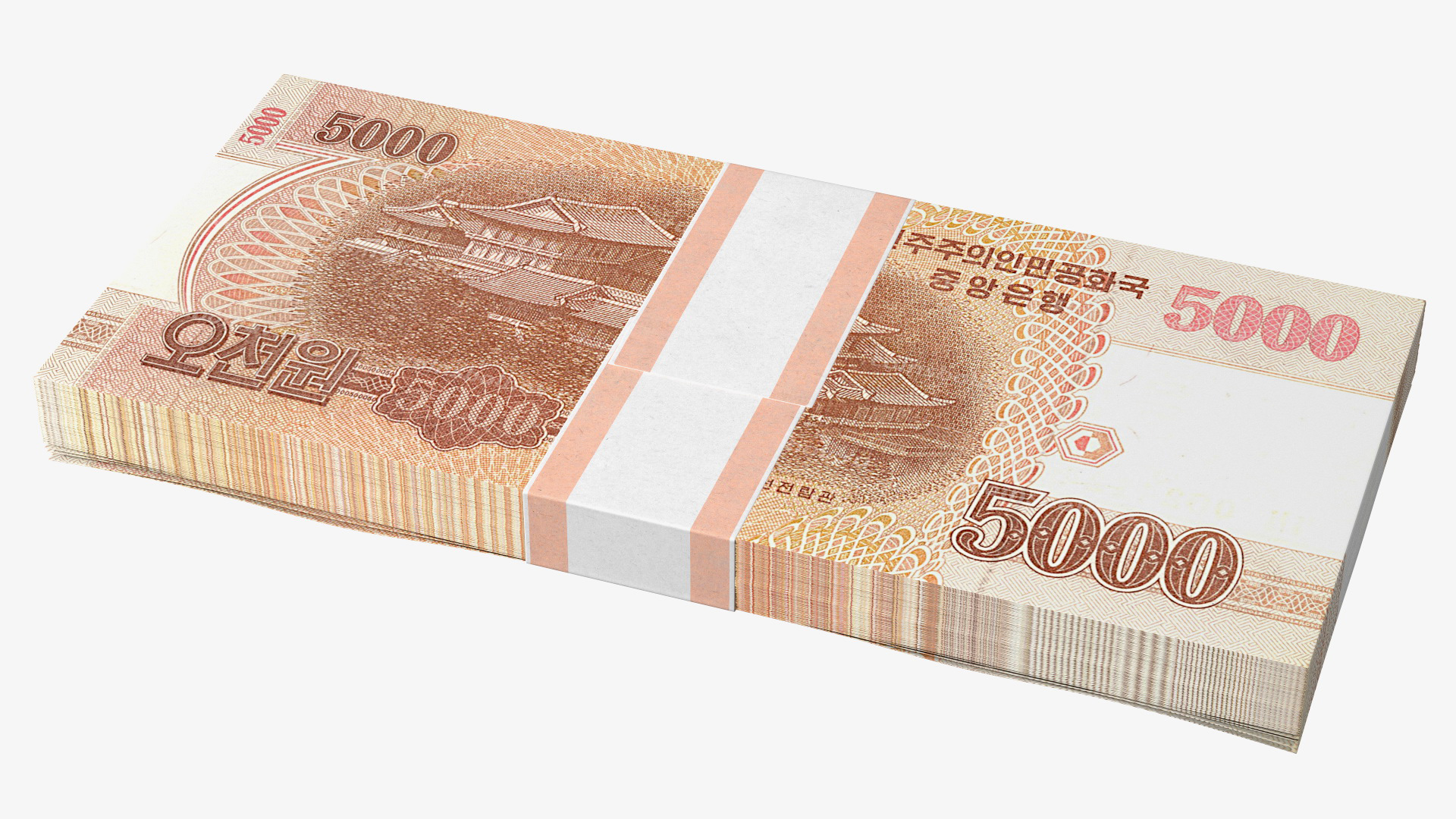 3D model North Korea 5000 Won Banknotes 2013 Pack