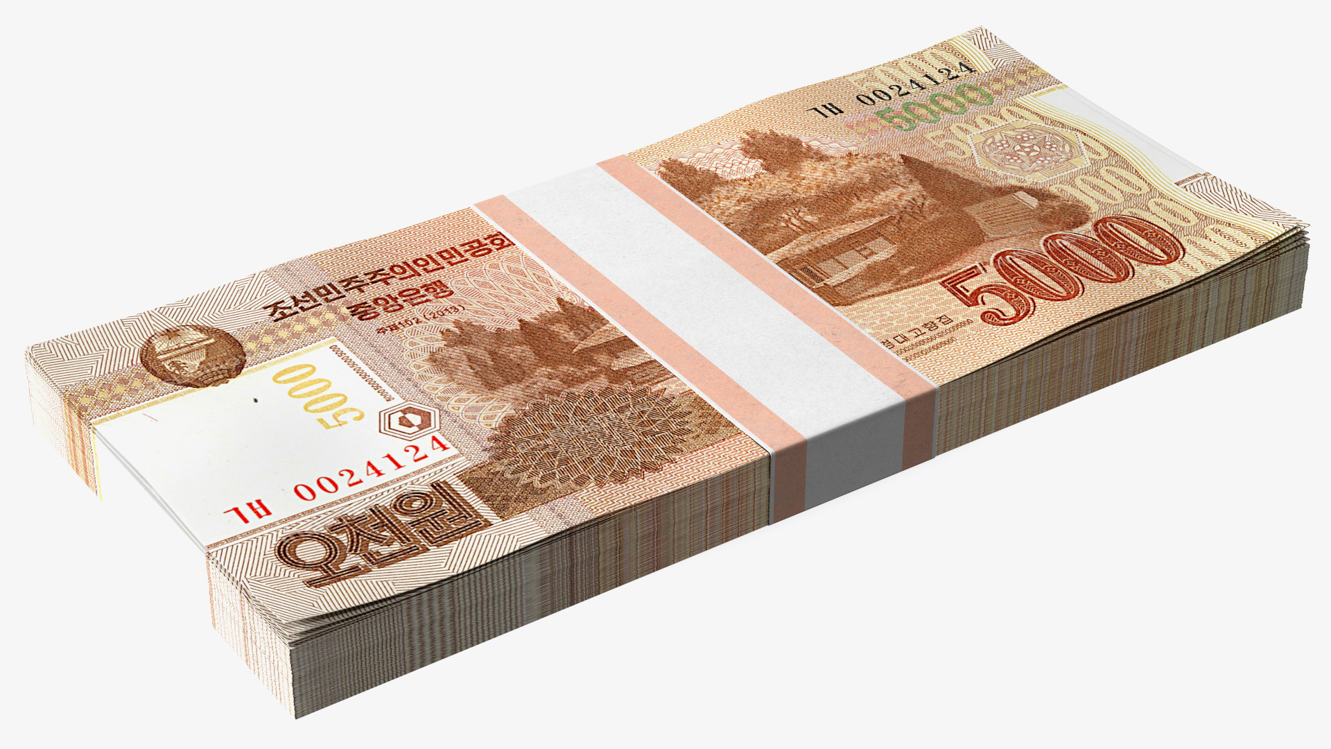 3D model North Korea 5000 Won Banknotes 2013 Pack