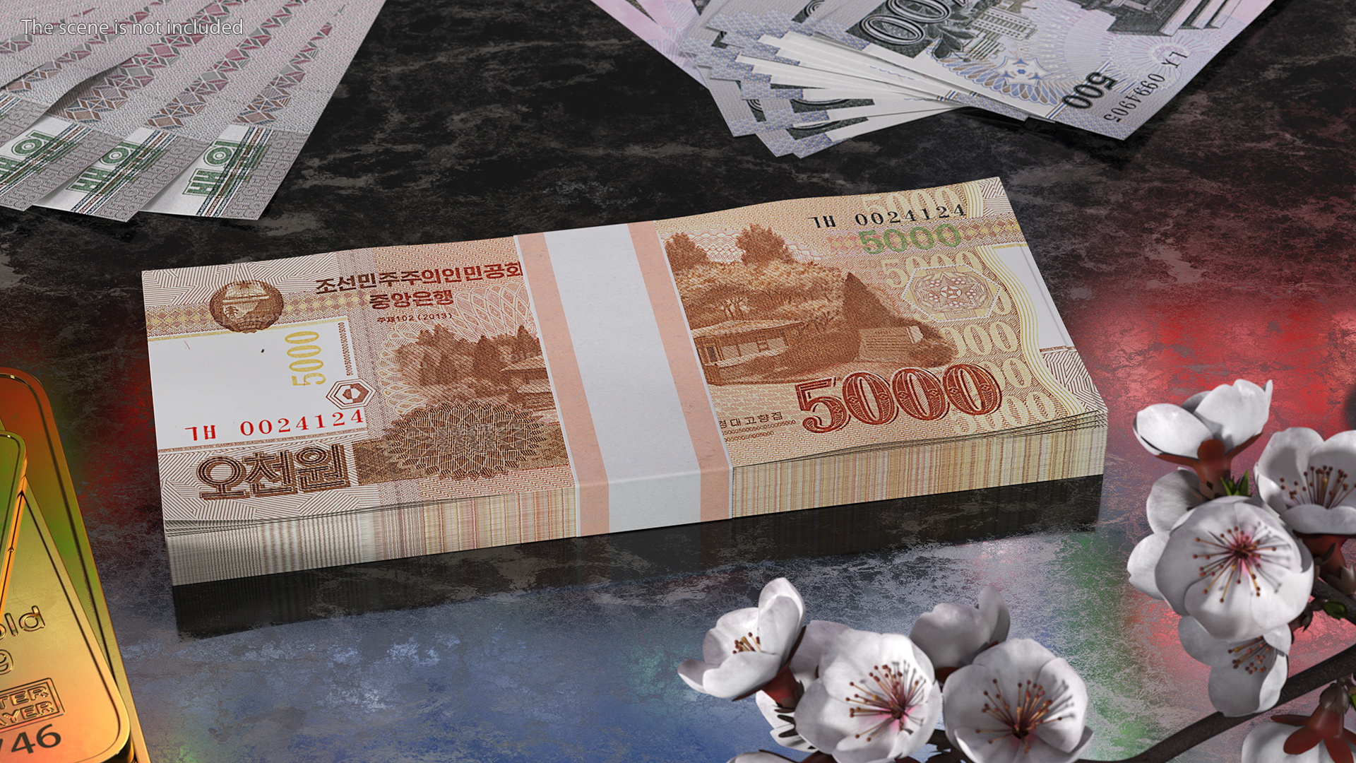 3D model North Korea 5000 Won Banknotes 2013 Pack