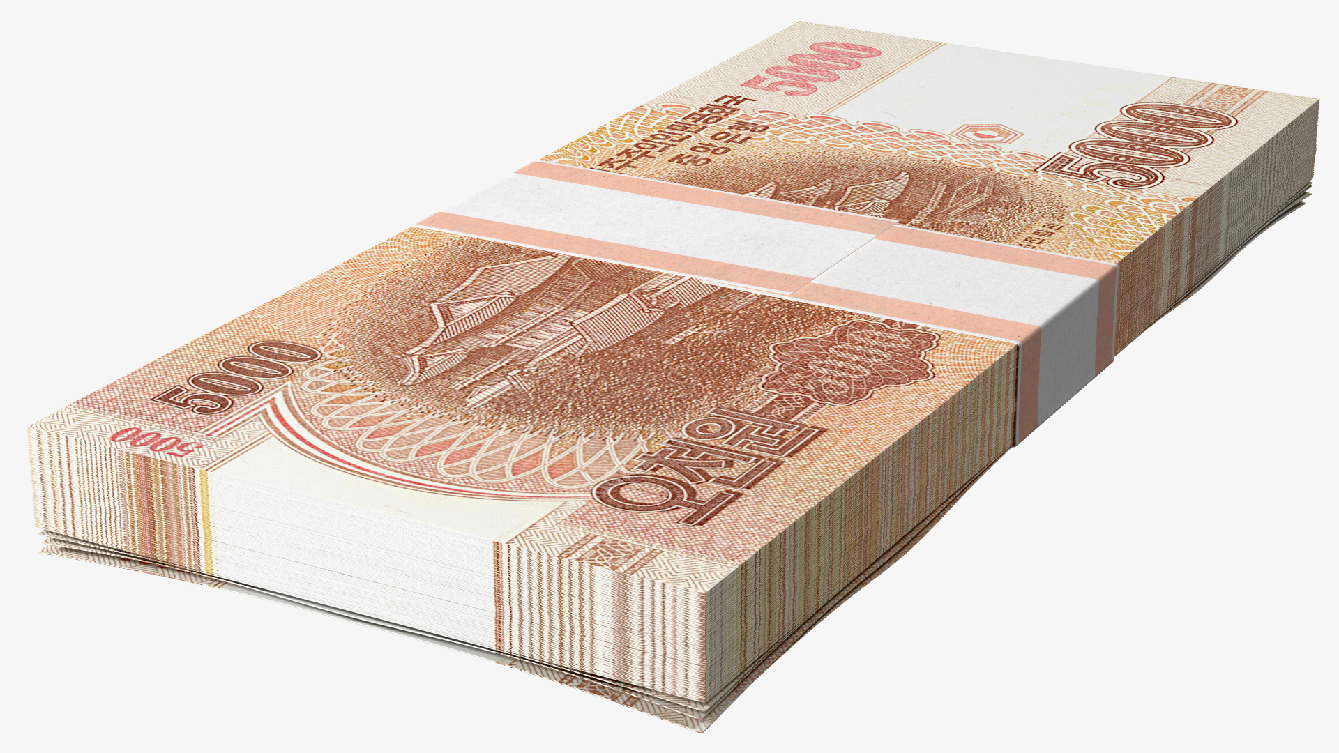 3D model North Korea 5000 Won Banknotes 2013 Pack