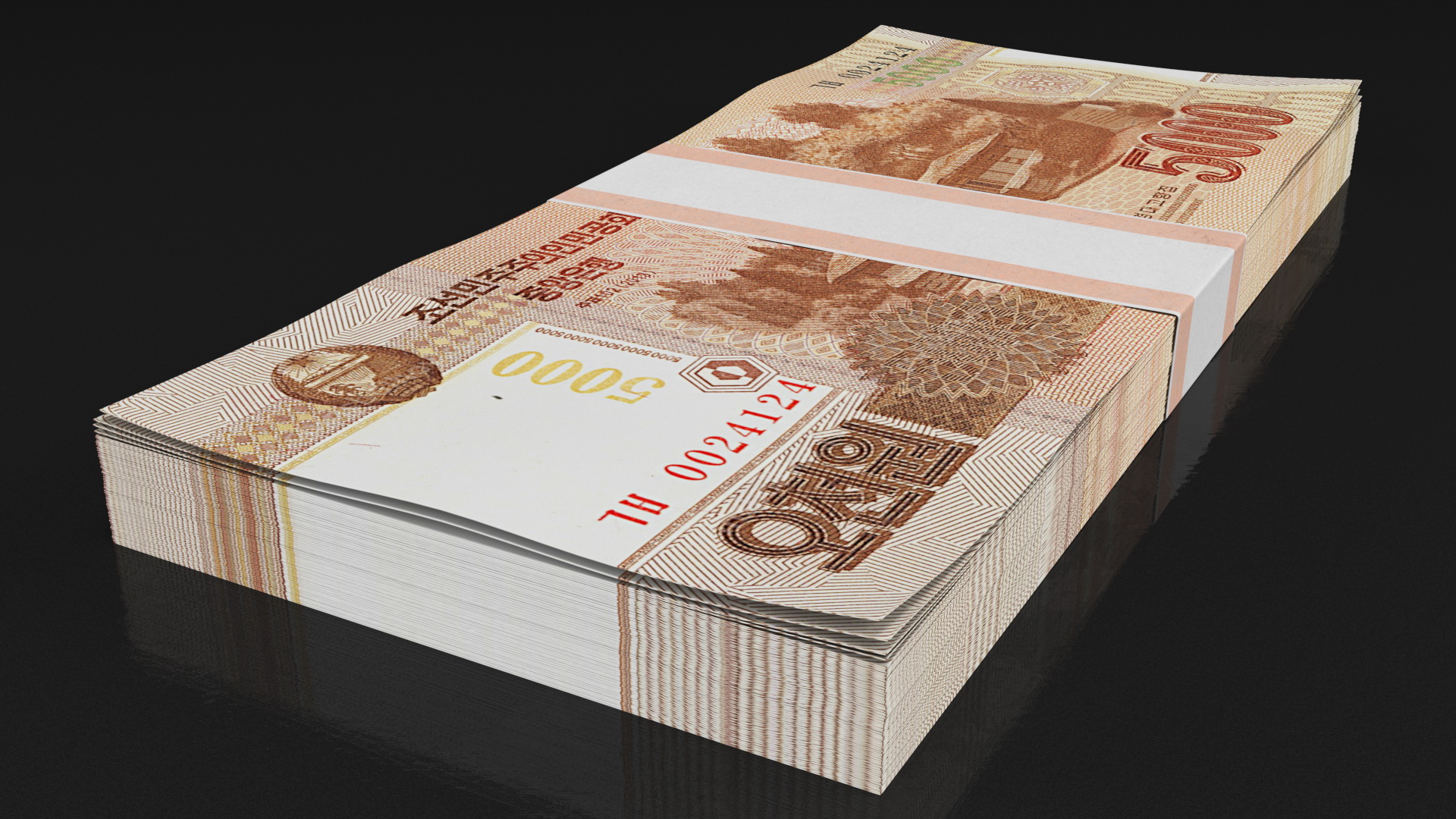 3D model North Korea 5000 Won Banknotes 2013 Pack